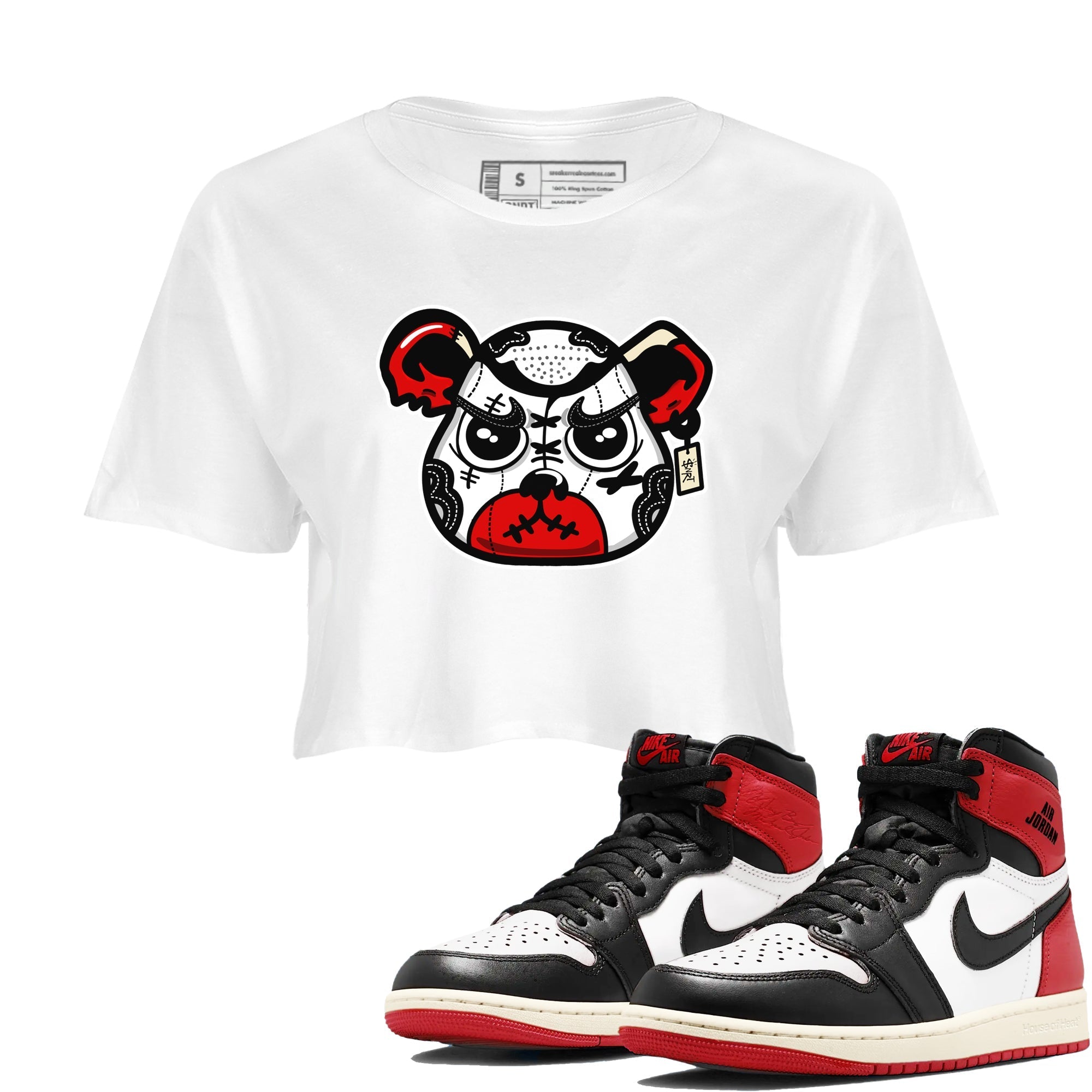 snkmatch Bear Face snkmatch Women's Top - Air Jordan 1 Black Toe Reimagined