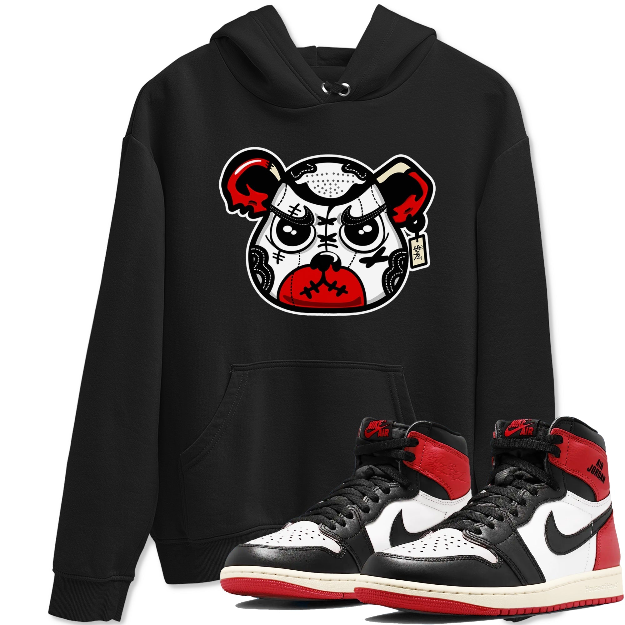 snkmatch Bear Face snkmatch Tees - Air Jordan 1 Black Toe Reimagined