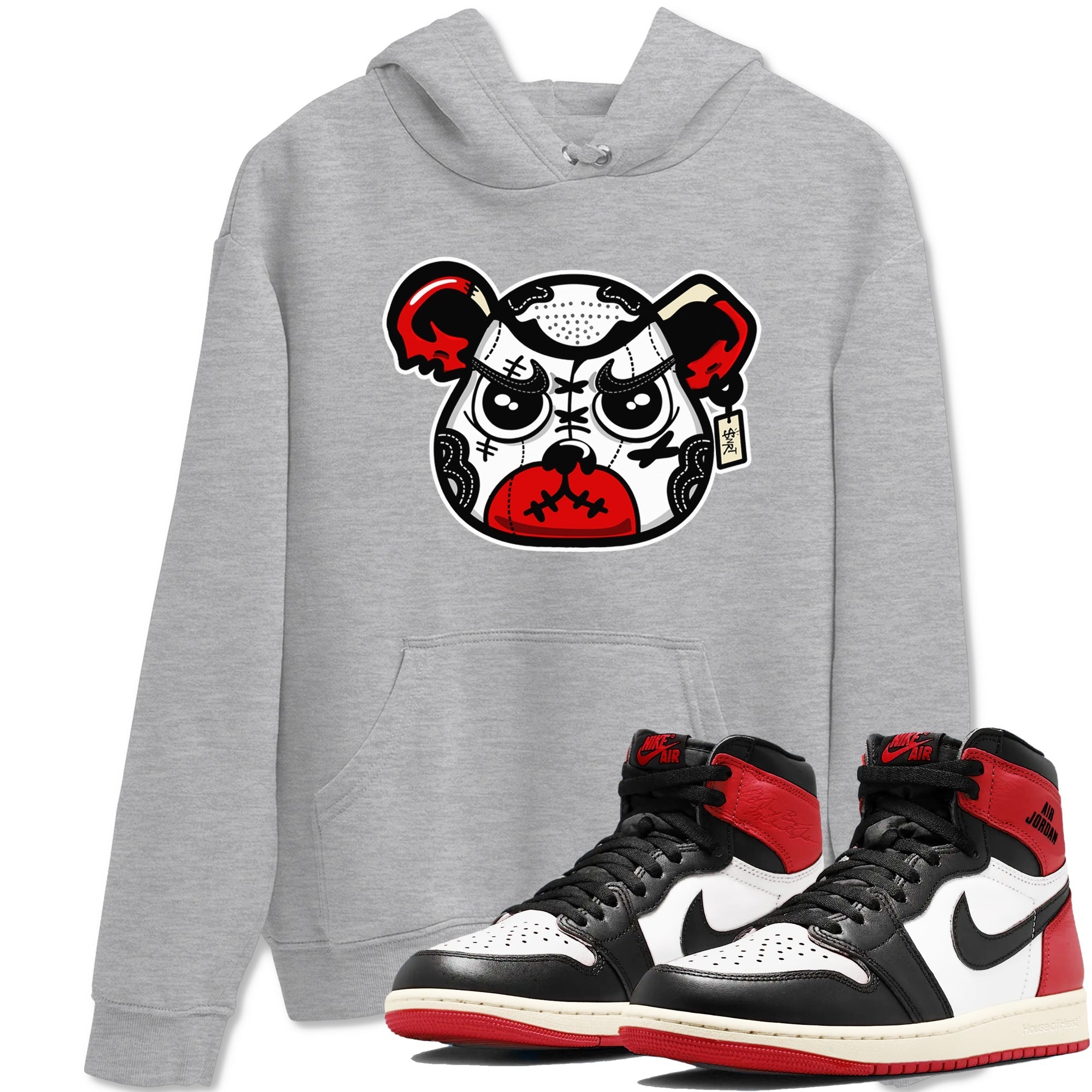 snkmatch Bear Face snkmatch Tees - Air Jordan 1 Black Toe Reimagined