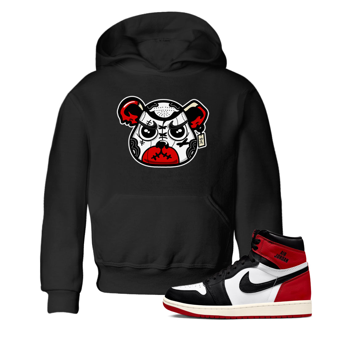 snkmatch Bear Face snkmatch Tees Kids - Air Jordan 1 Black Toe Reimagined