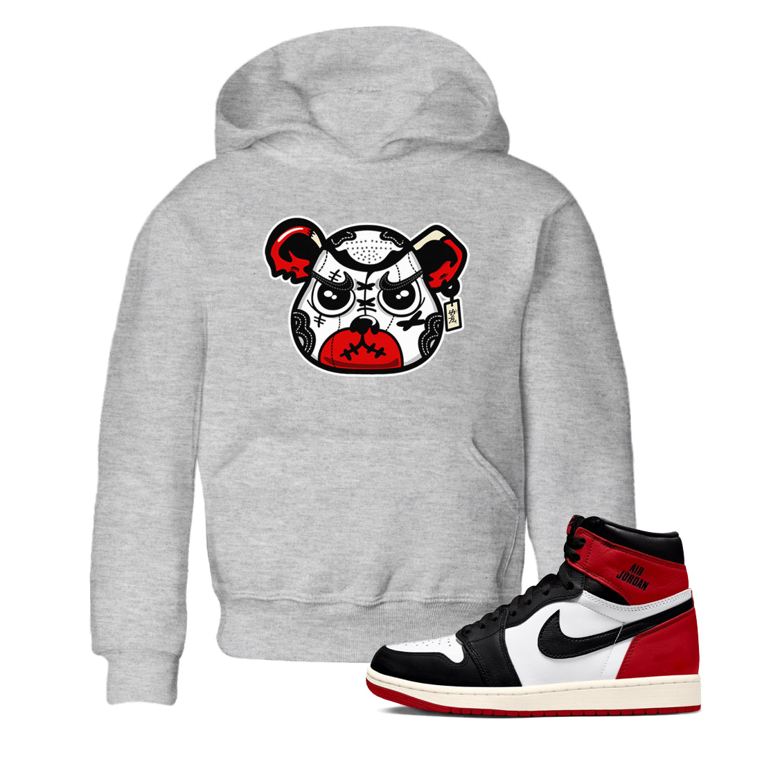 snkmatch Bear Face snkmatch Tees Kids - Air Jordan 1 Black Toe Reimagined