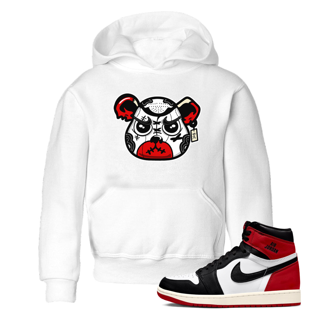 snkmatch Bear Face snkmatch Tees Kids - Air Jordan 1 Black Toe Reimagined