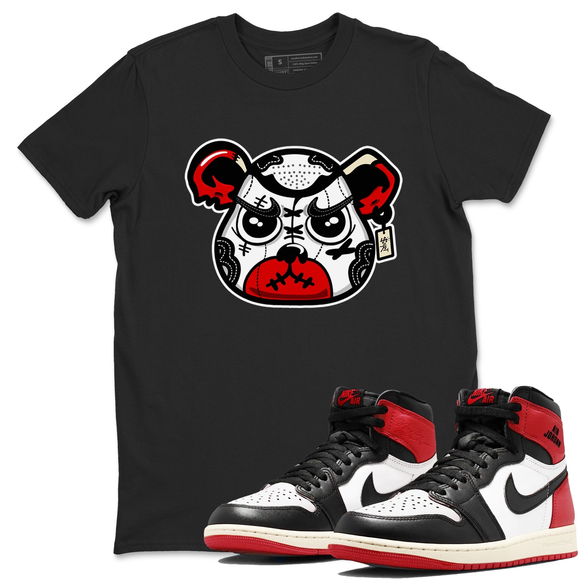 snkmatch Bear Face snkmatch Tees - Air Jordan 1 Black Toe Reimagined