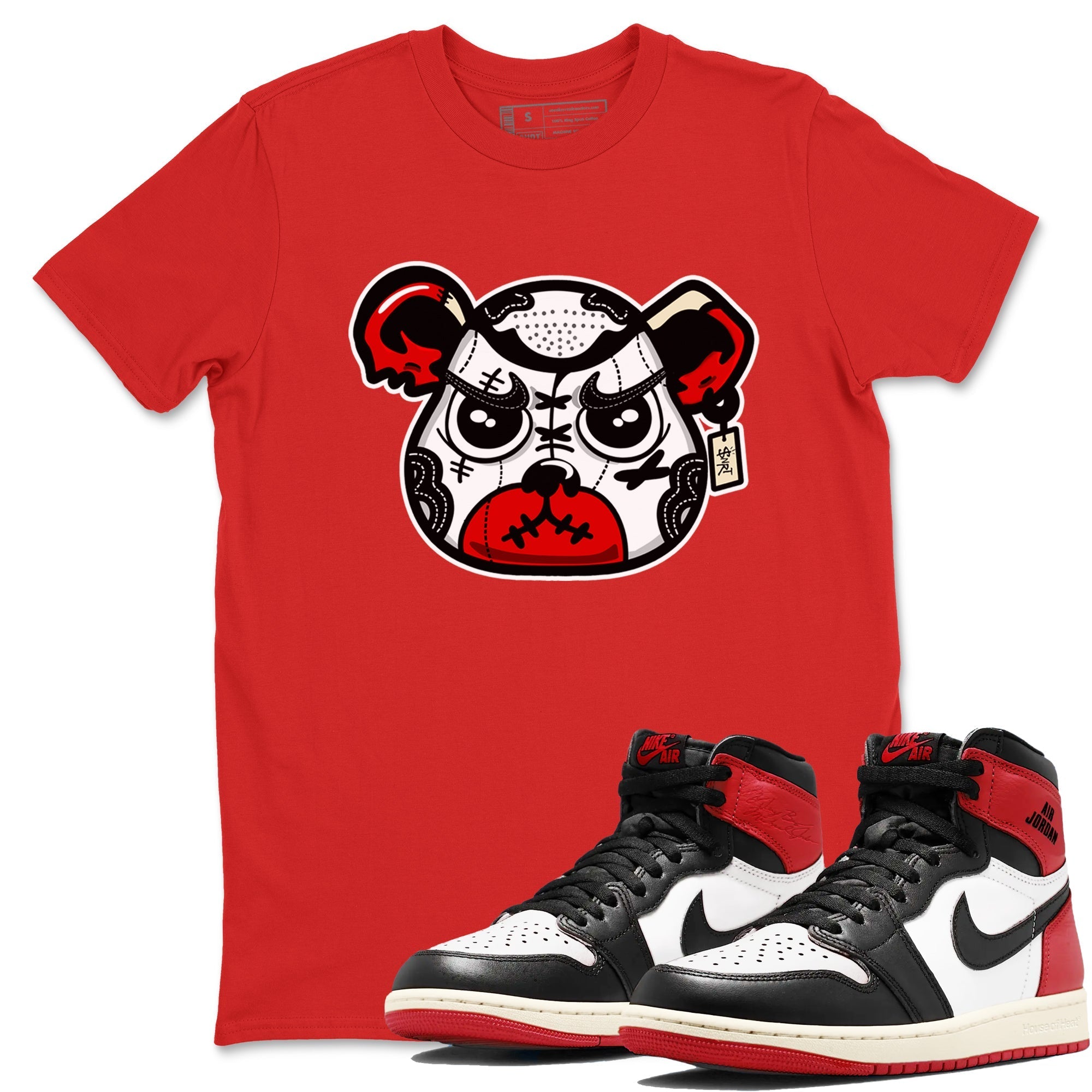 snkmatch Bear Face snkmatch Tees - Air Jordan 1 Black Toe Reimagined