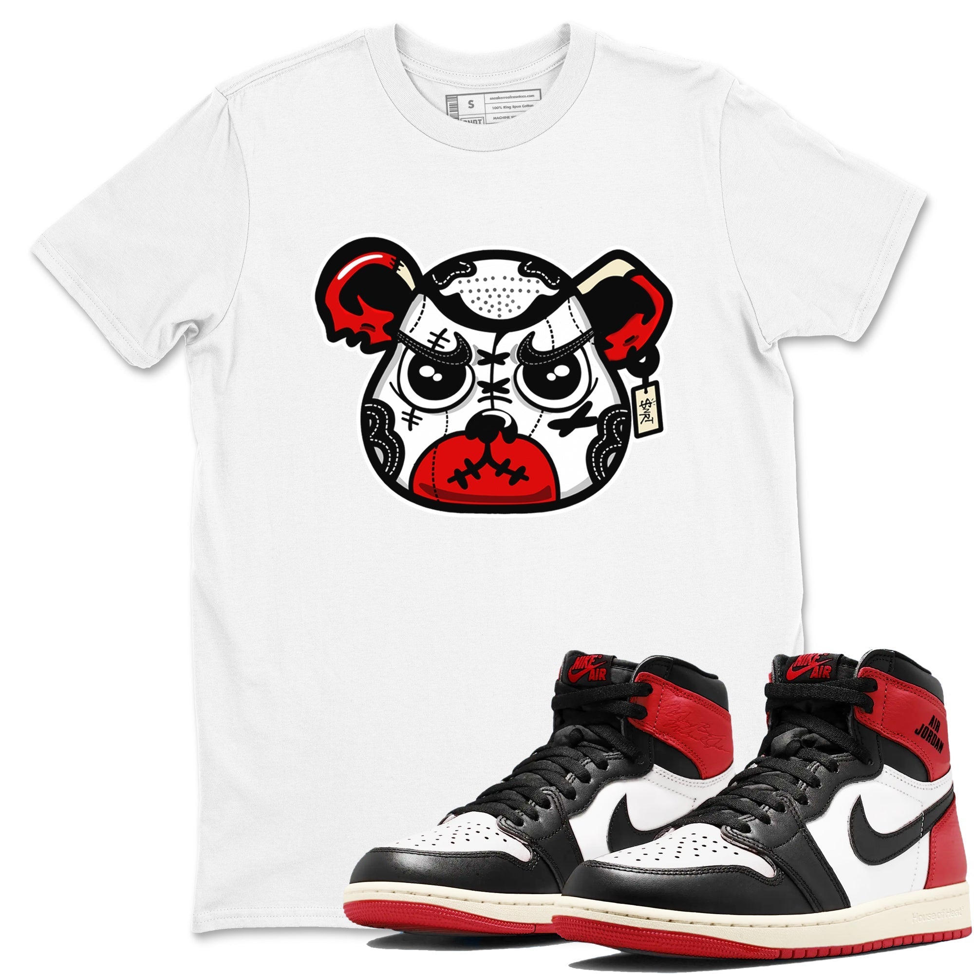 snkmatch Bear Face snkmatch Tees - Air Jordan 1 Black Toe Reimagined