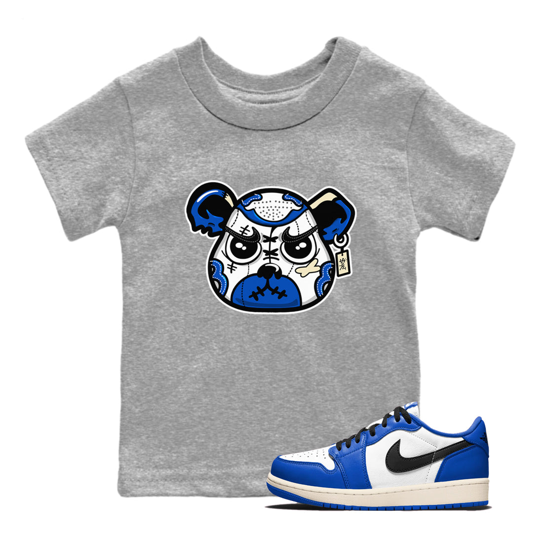 snkmatch Bear Face snkmatch Tees Kids - Air Jordan 1 Game Royal