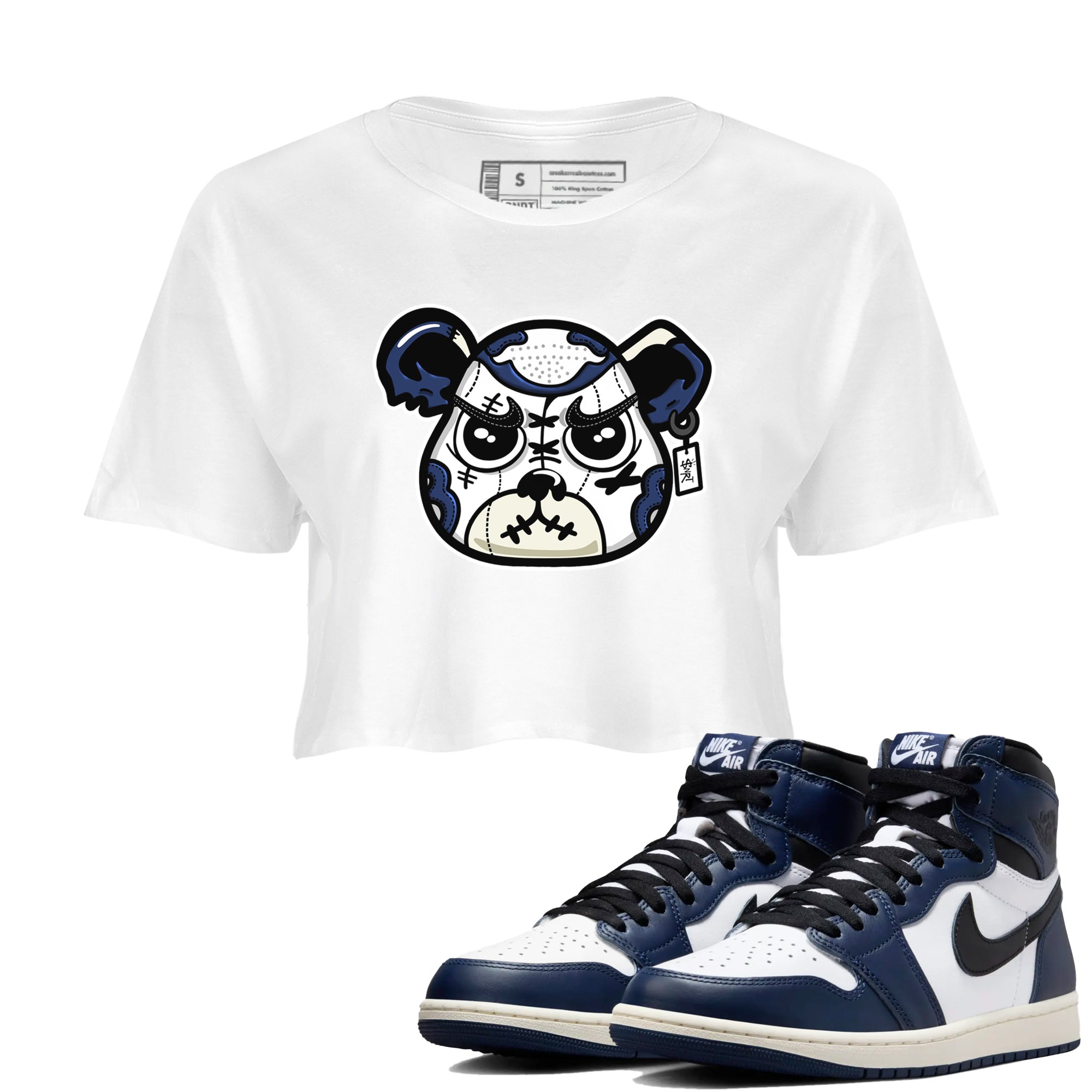 snkmatch Bear Face snkmatch Women's Top - Air Jordan 1 Midnight Navy
