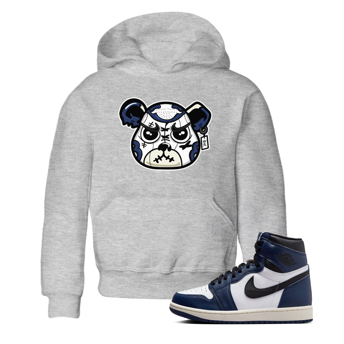 snkmatch Bear Face snkmatch Tees Kids - Air Jordan 1 Midnight Navy