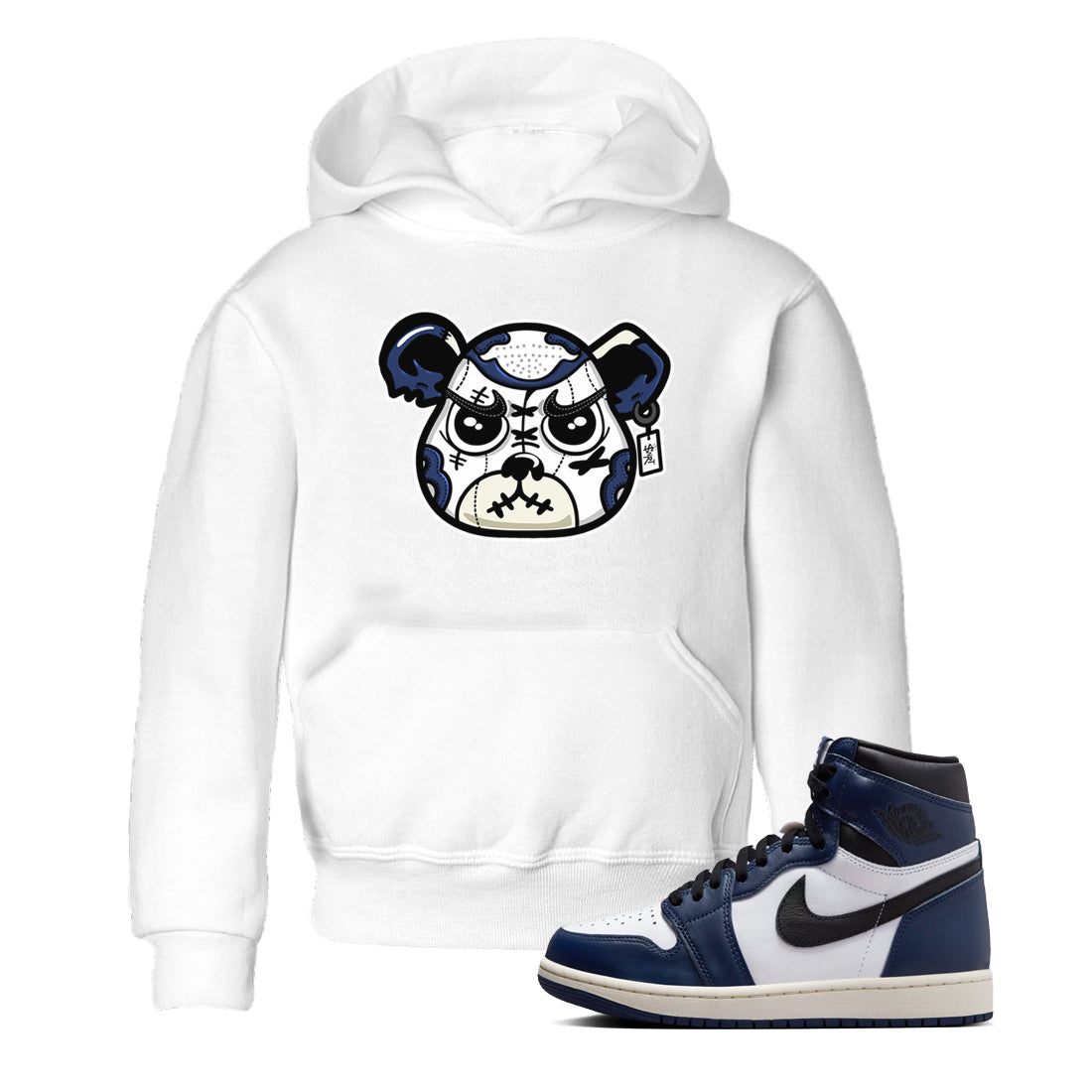 snkmatch Bear Face snkmatch Tees Kids - Air Jordan 1 Midnight Navy