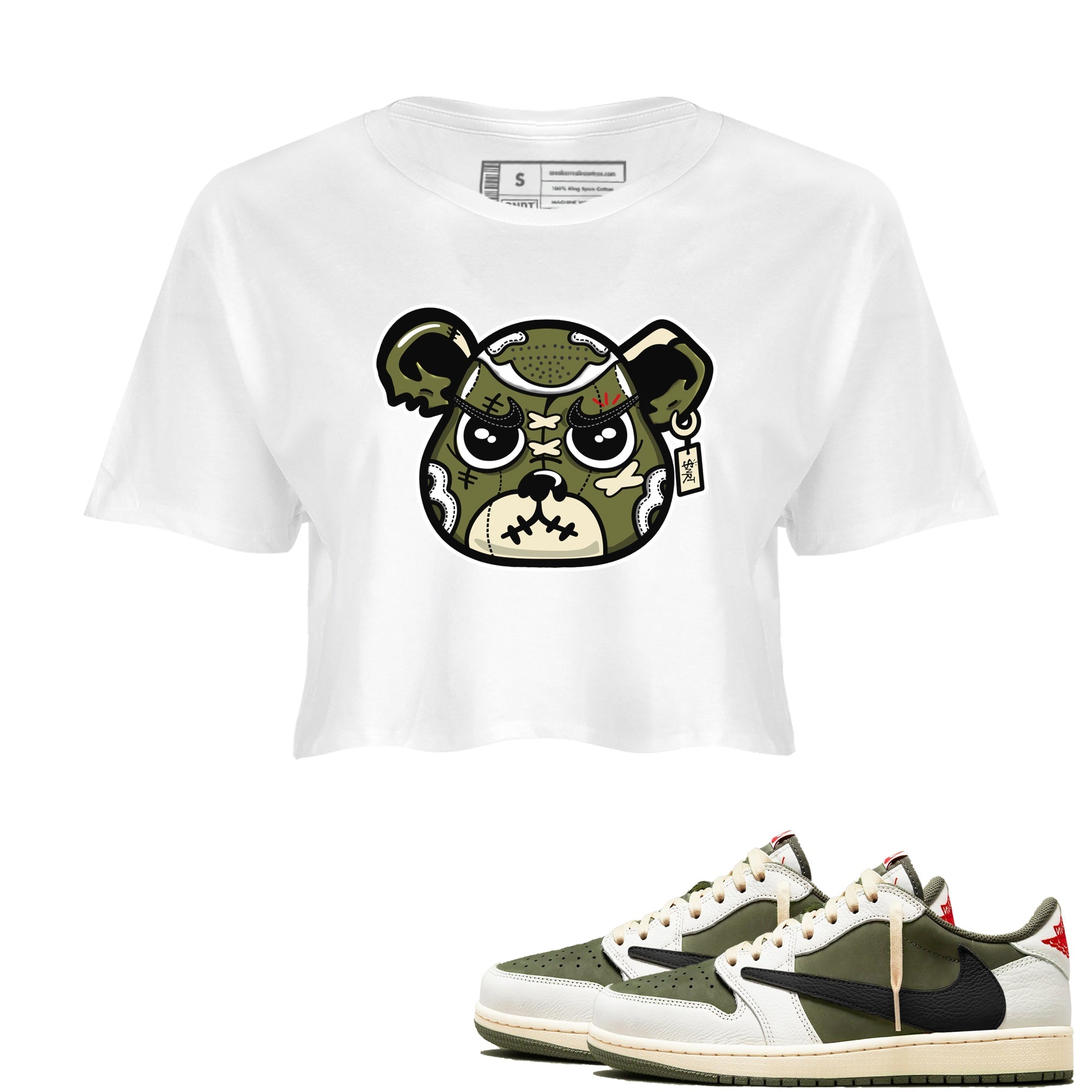 snkmatch Bear Face snkmatch Women's Top - Air Jordan 1 Travis Scott Medium Olive