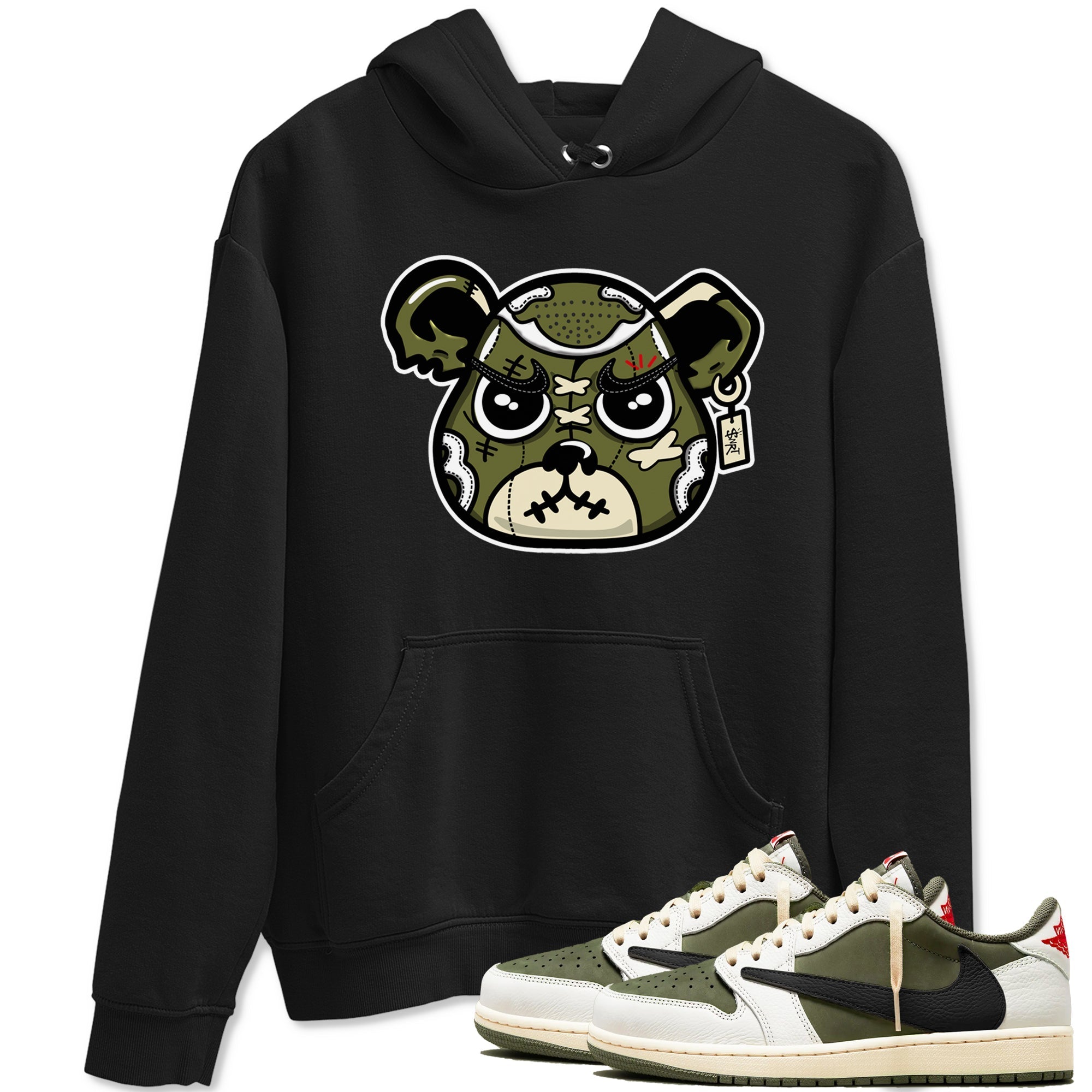 snkmatch Bear Face snkmatch Tees - Air Jordan 1 Travis Scott Medium Olive