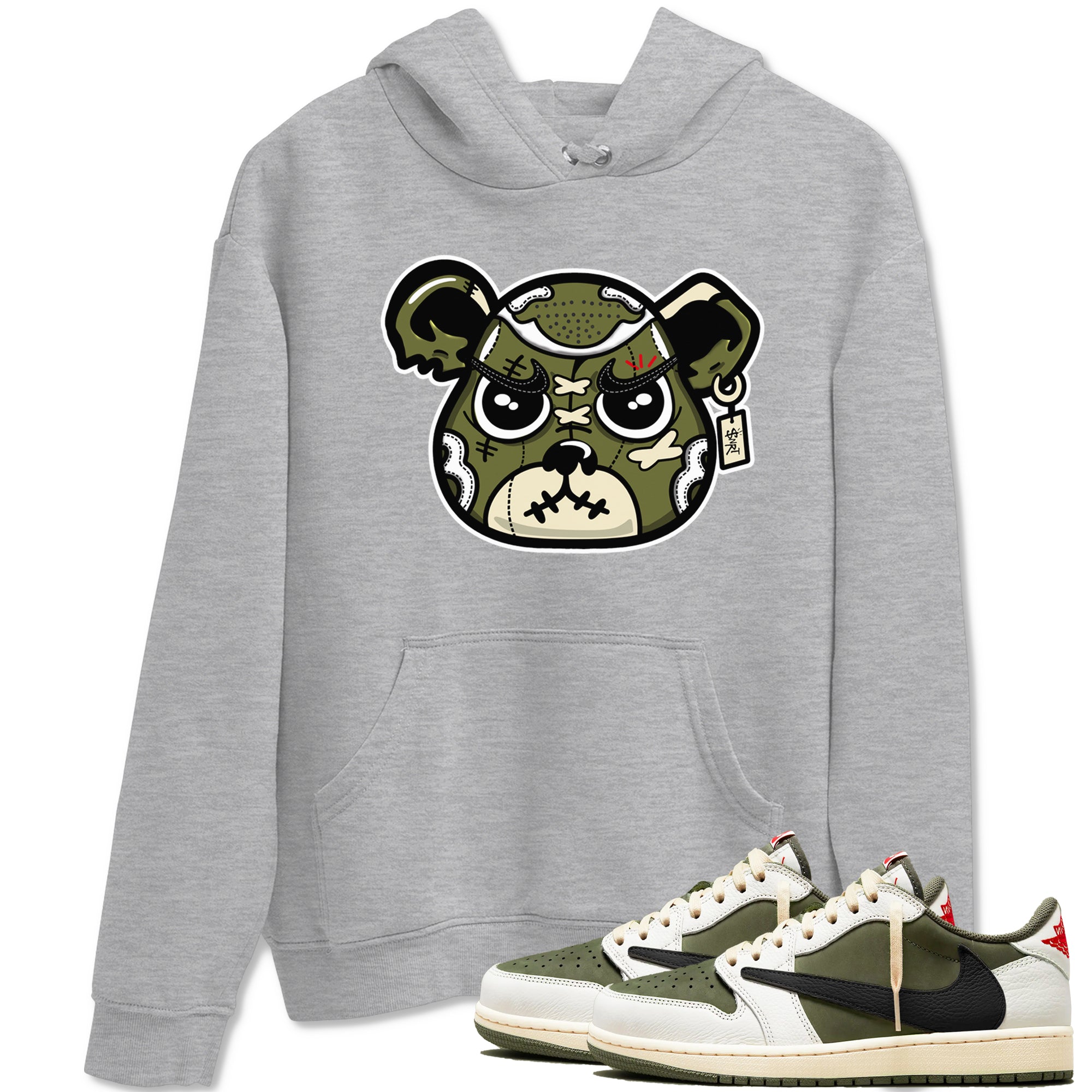 snkmatch Bear Face snkmatch Tees - Air Jordan 1 Travis Scott Medium Olive