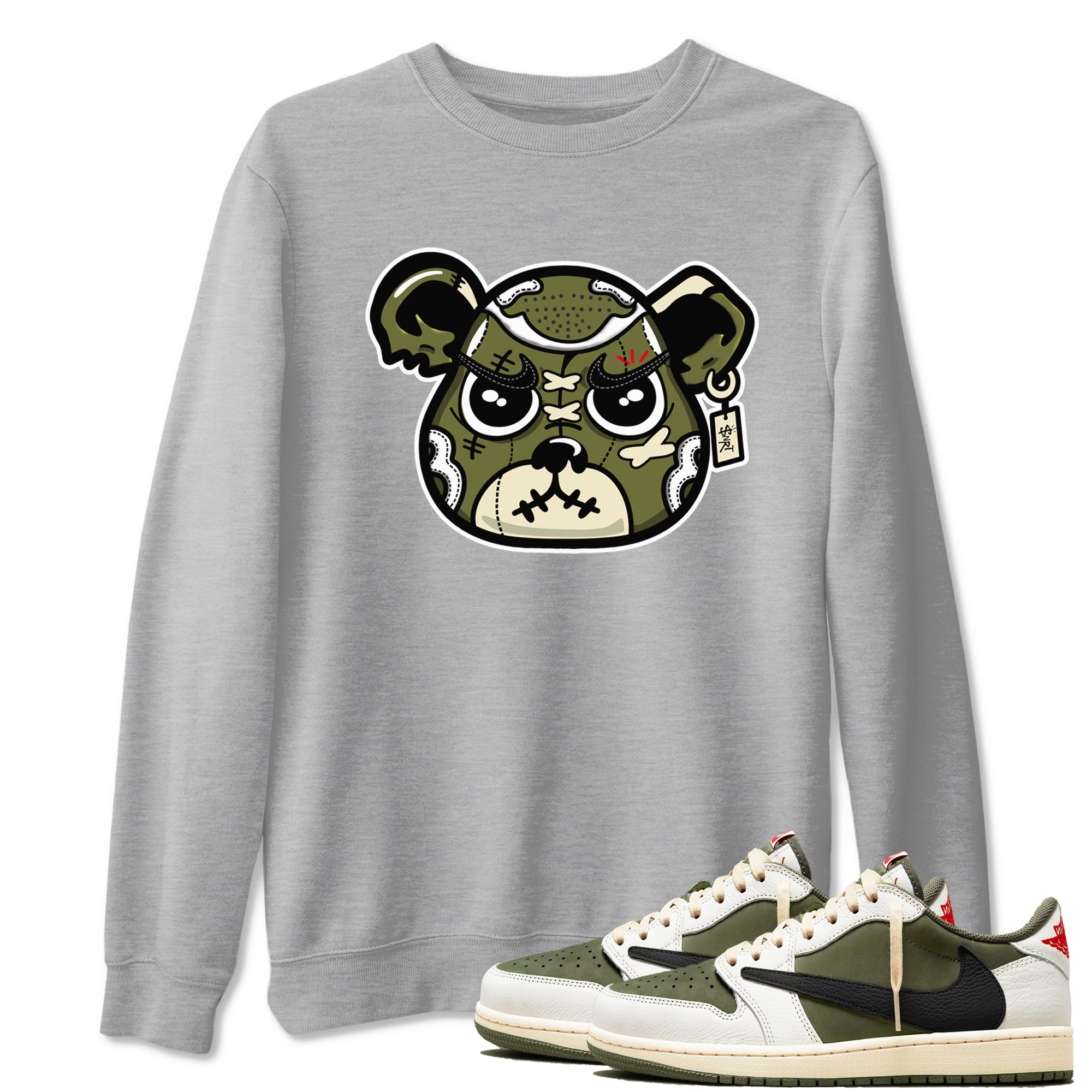 snkmatch Bear Face snkmatch Tees - Air Jordan 1 Travis Scott Medium Olive