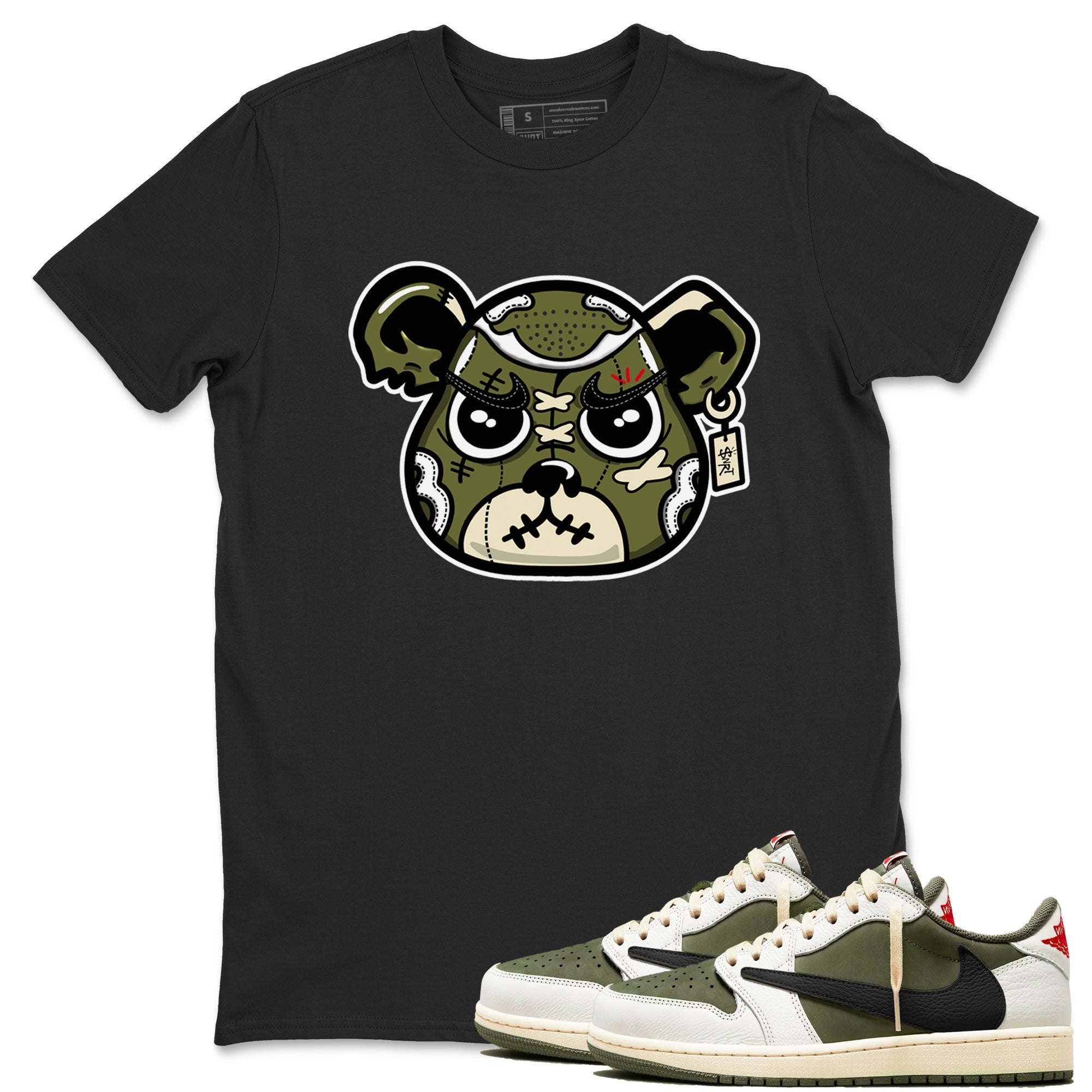 snkmatch Bear Face snkmatch Tees - Air Jordan 1 Travis Scott Medium Olive