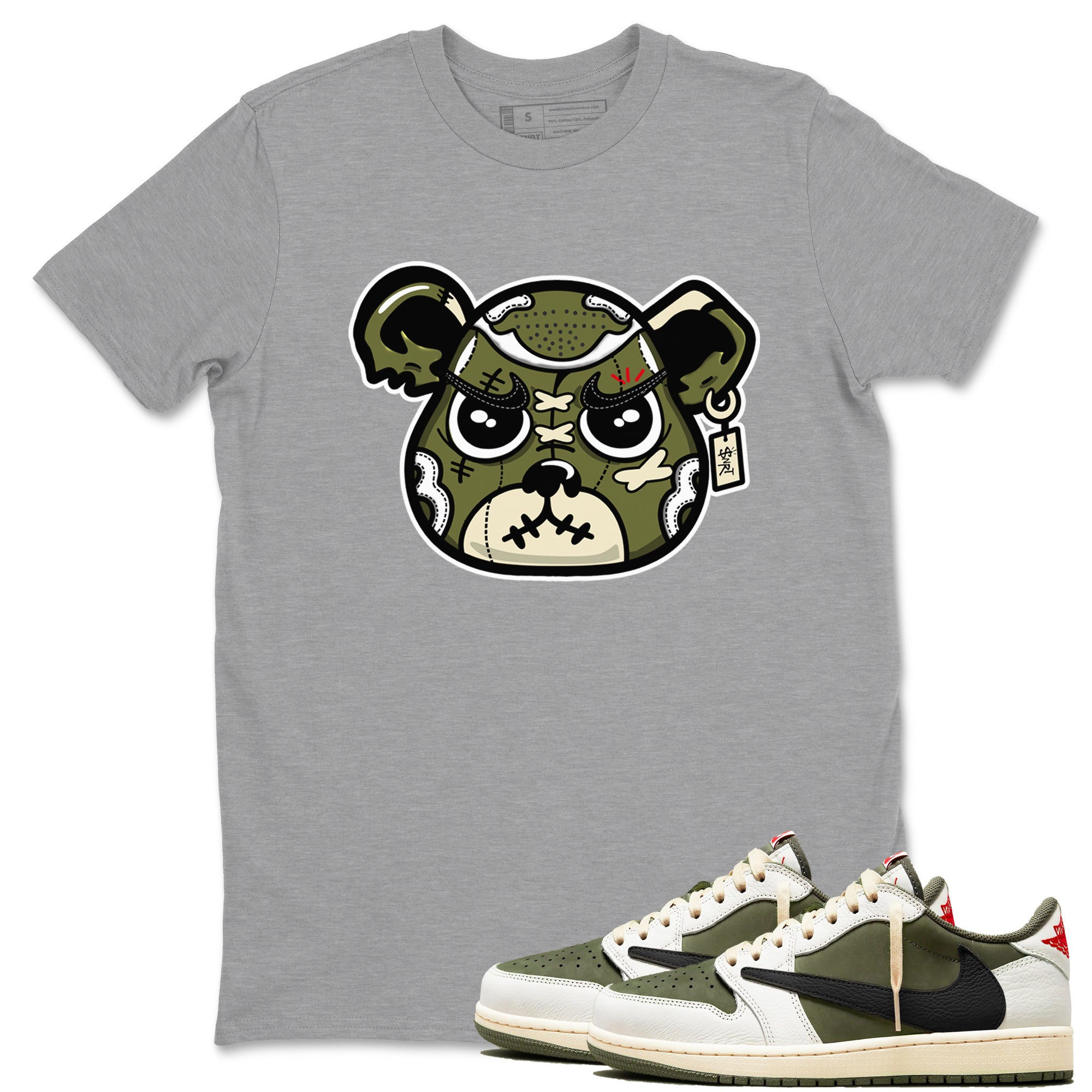 snkmatch Bear Face snkmatch Tees - Air Jordan 1 Travis Scott Medium Olive