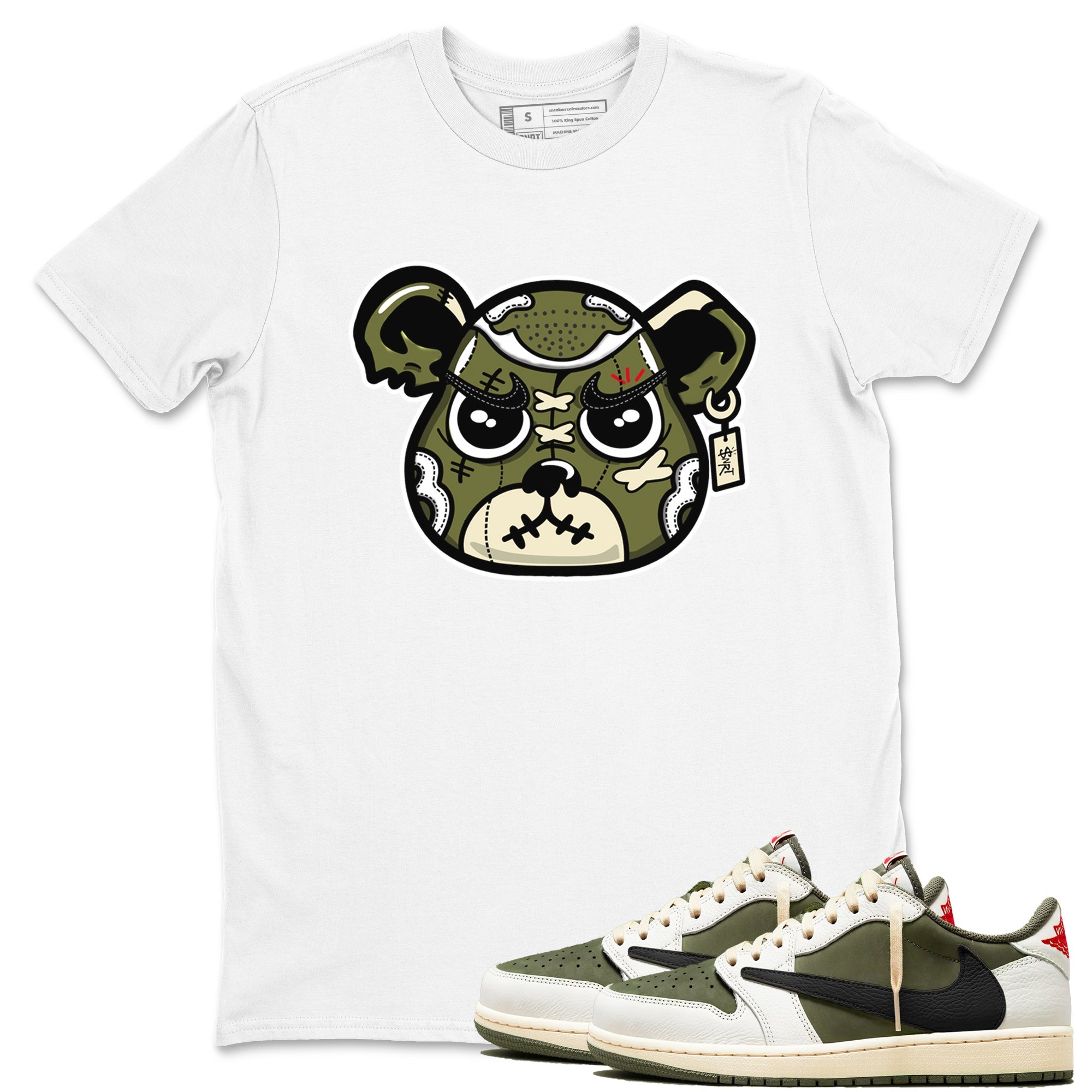 snkmatch Bear Face snkmatch Tees - Air Jordan 1 Travis Scott Medium Olive