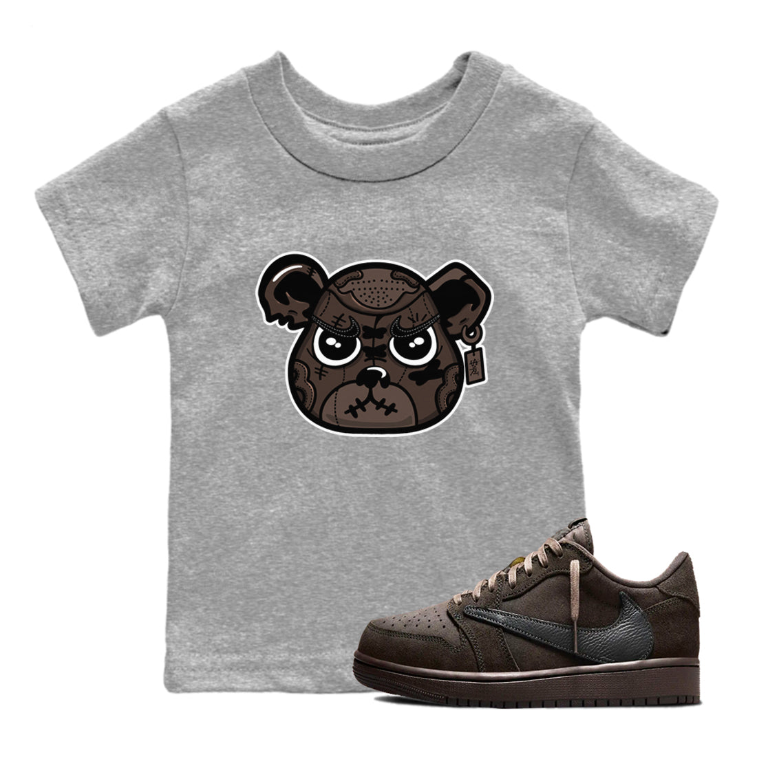 snkmatch Bear Face snkmatch Tees Kids - Air Jordan 1 Travis Scott Velvet Brown