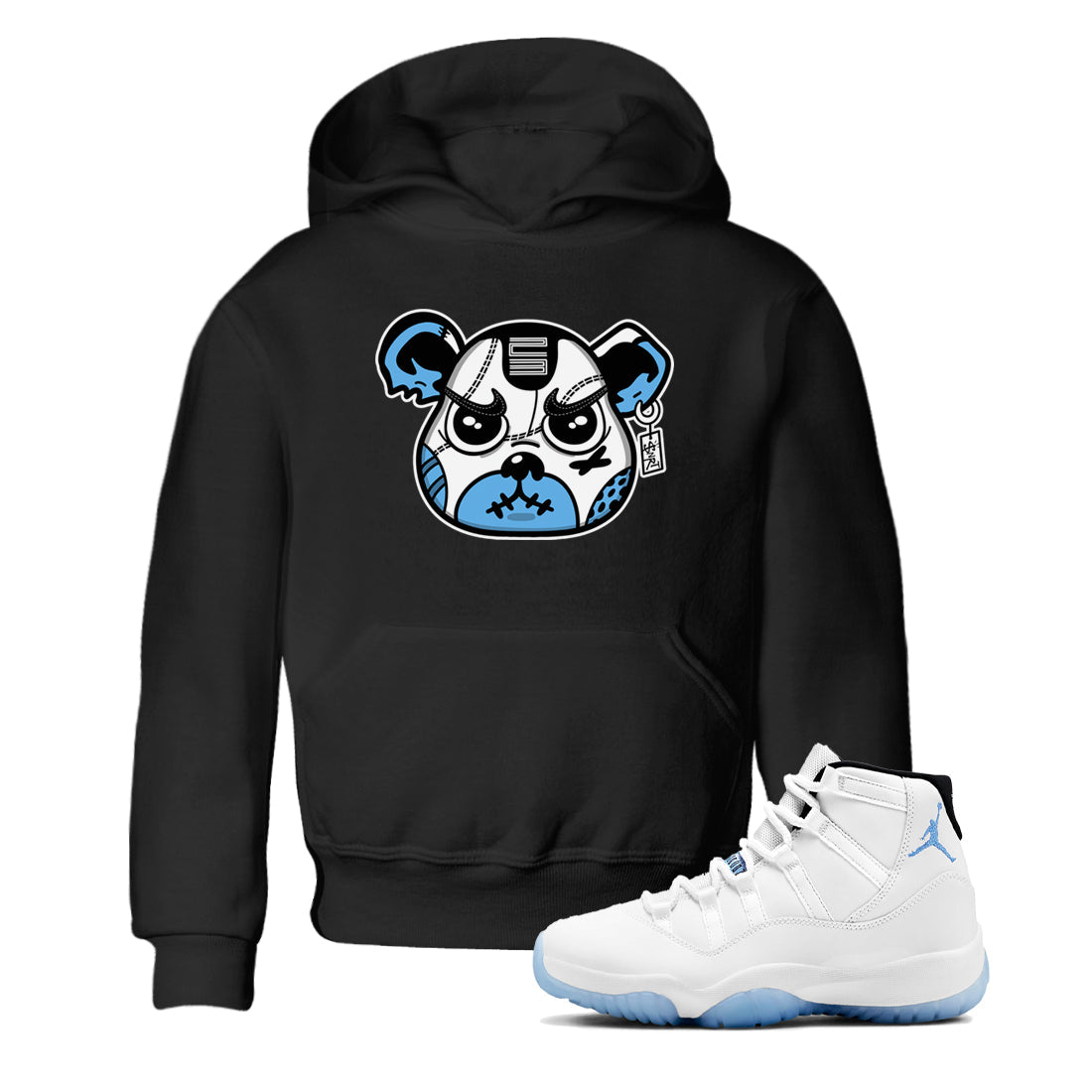 snkmatch Bear Face snkmatch Tees Kids - Air Jordan 11 Legend Blue