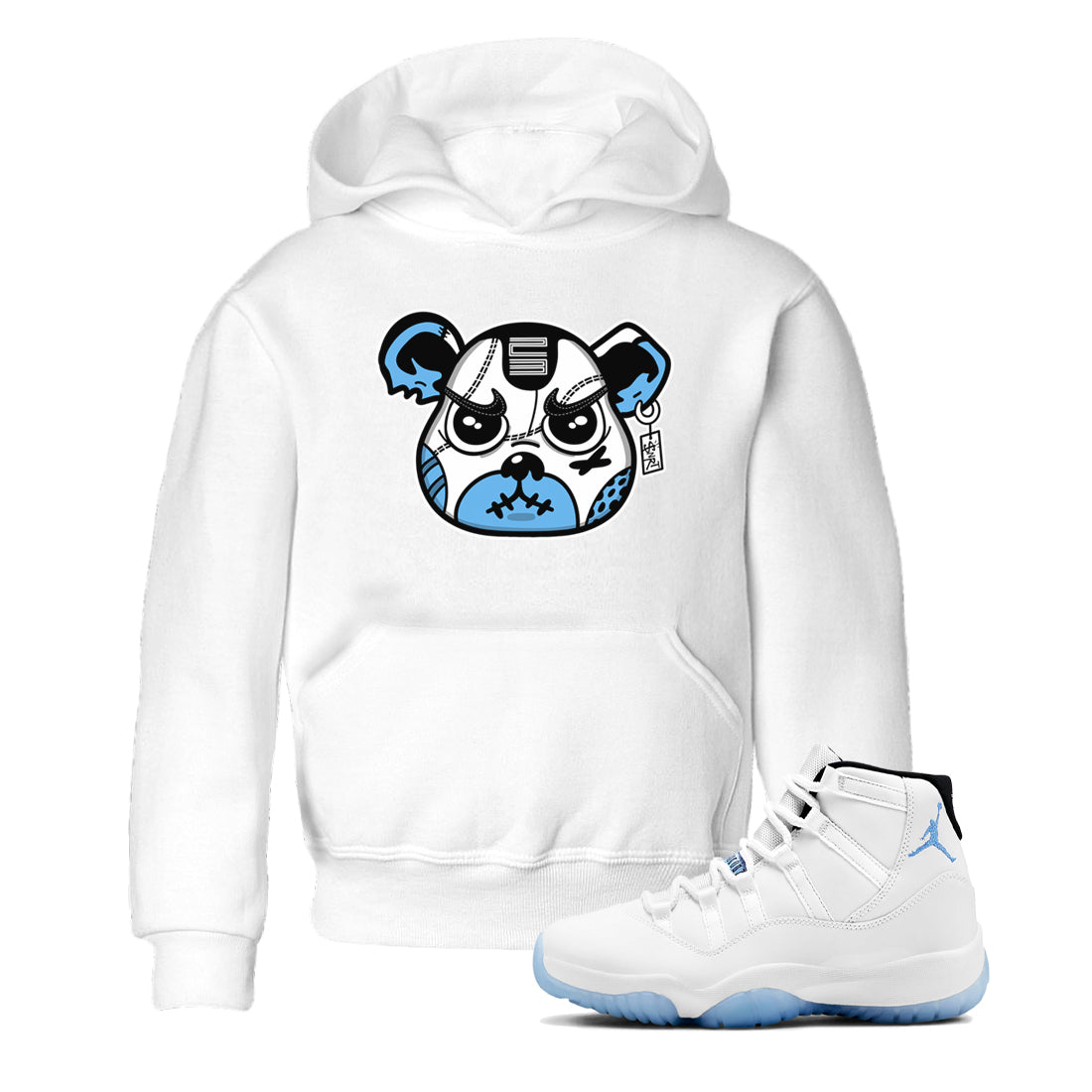 snkmatch Bear Face snkmatch Tees Kids - Air Jordan 11 Legend Blue