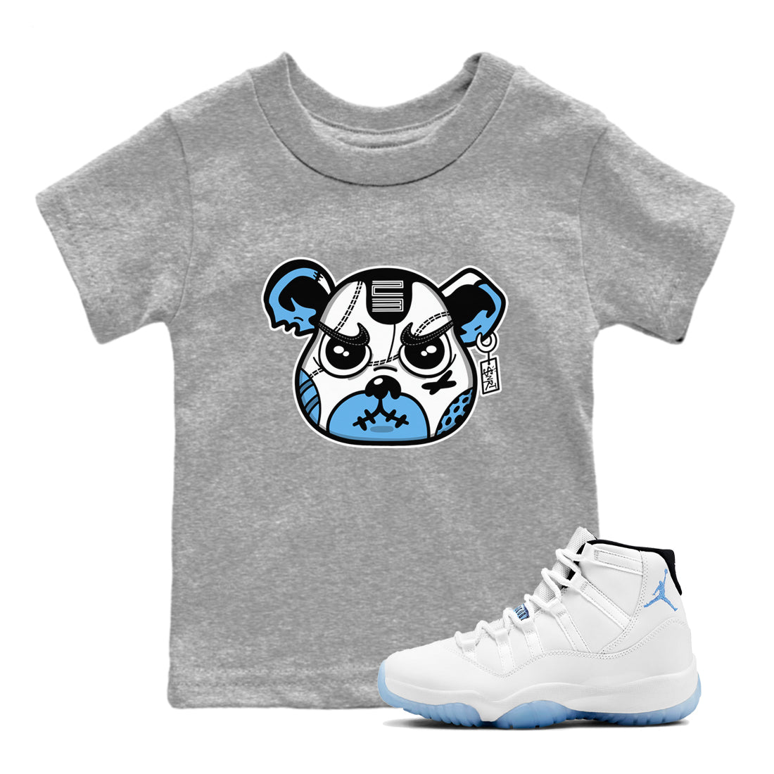 snkmatch Bear Face snkmatch Tees Kids - Air Jordan 11 Legend Blue