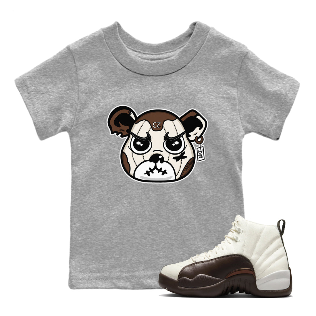 snkmatch Bear Face snkmatch Tees Kids - Air Jordan 12 Baroque Brown