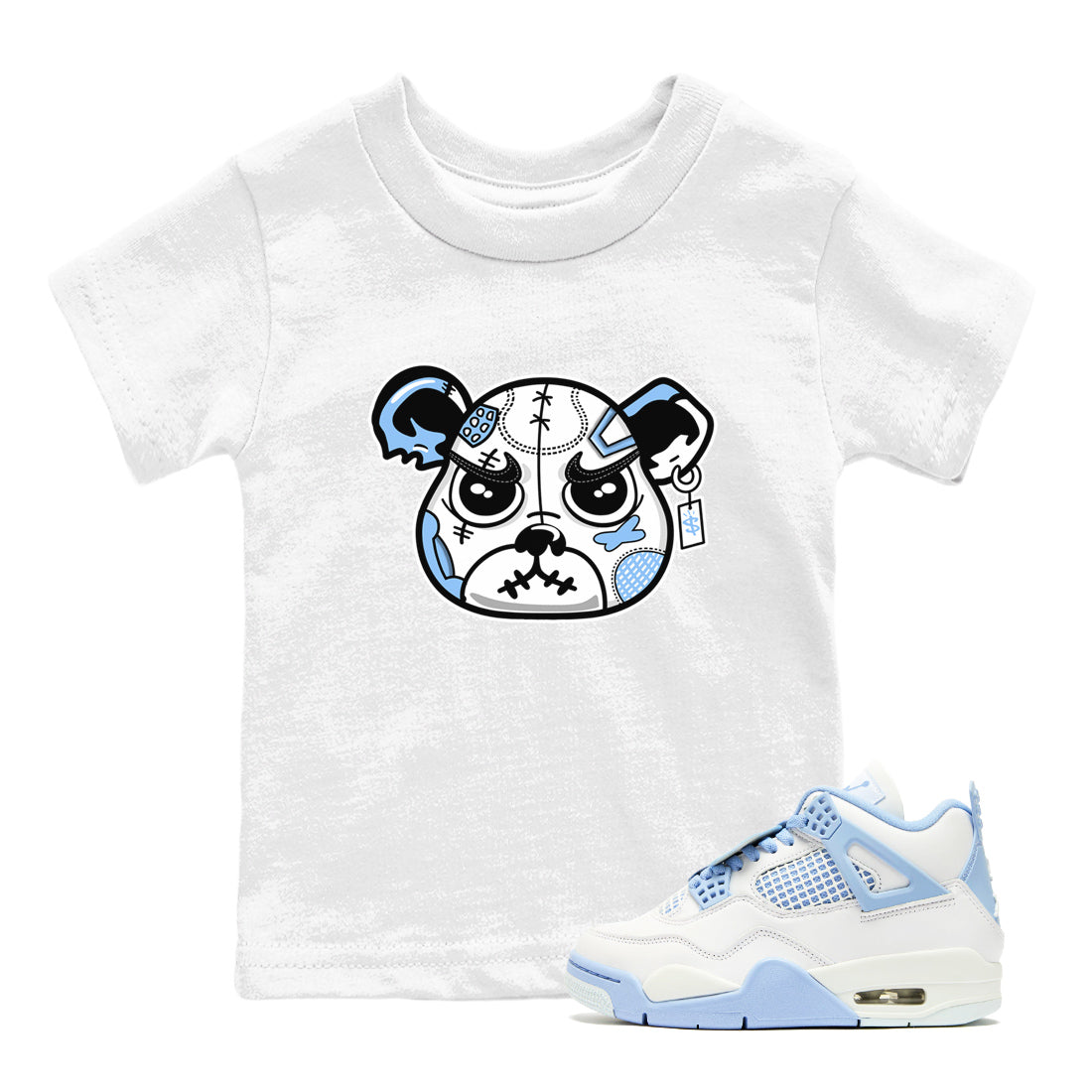 snkmatch Bear Face snkmatch Tees Kids - Air Jordan 4 Aluminum