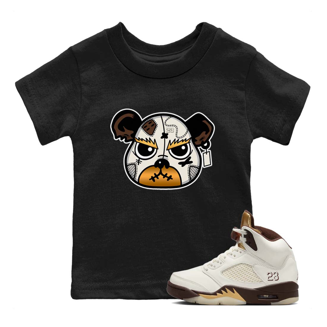 snkmatch Bear Face snkmatch Tees Kids - Air Jordan 5 Golden Ticket