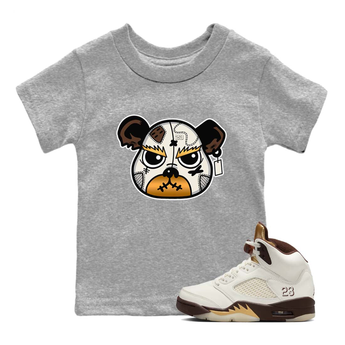 snkmatch Bear Face snkmatch Tees Kids - Air Jordan 5 Golden Ticket
