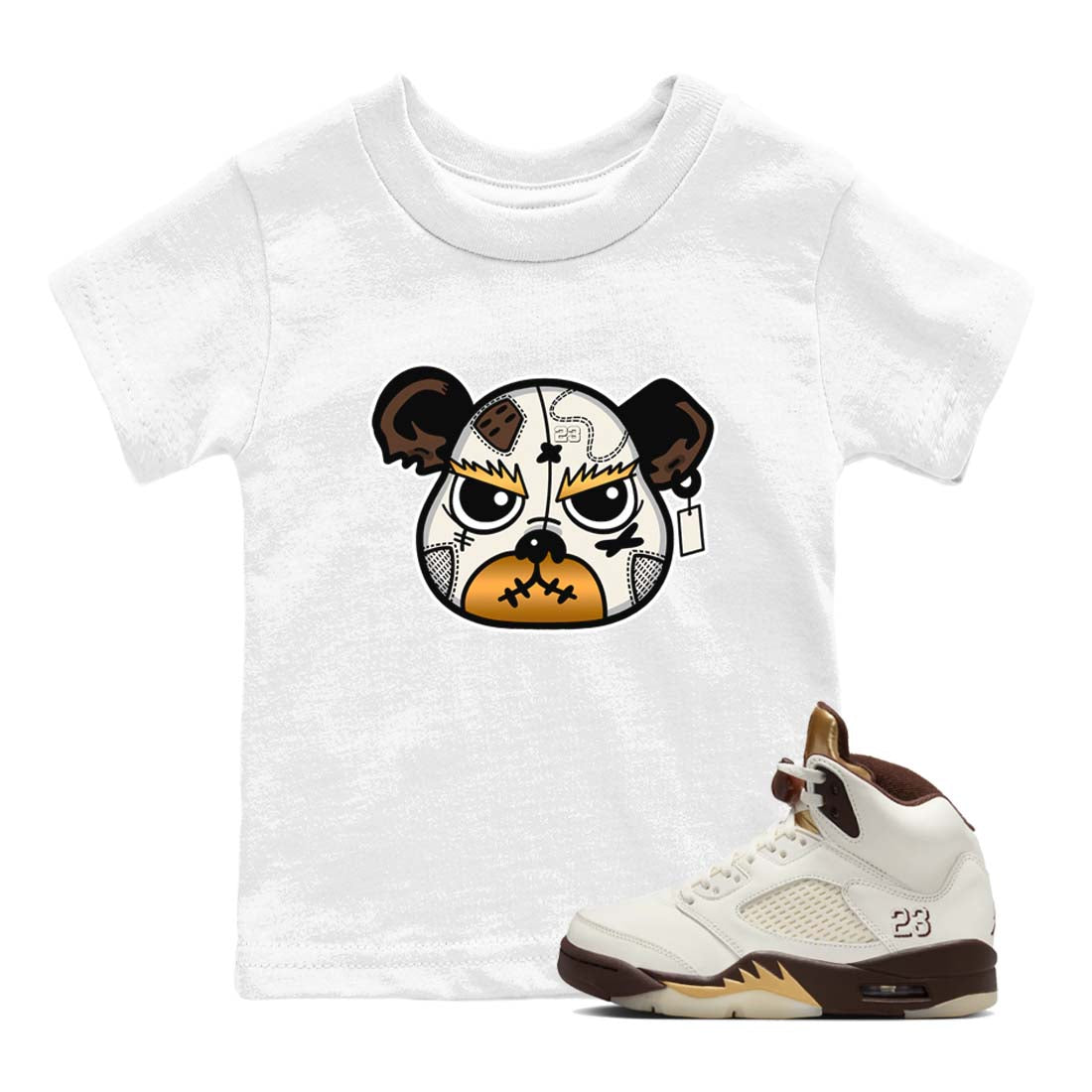 snkmatch Bear Face snkmatch Tees Kids - Air Jordan 5 Golden Ticket