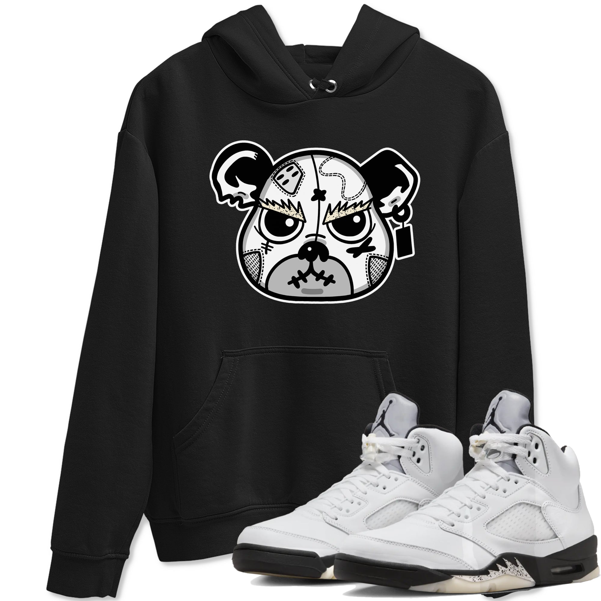snkmatch Bear Face snkmatch Tees - Air Jordan 5 White Black