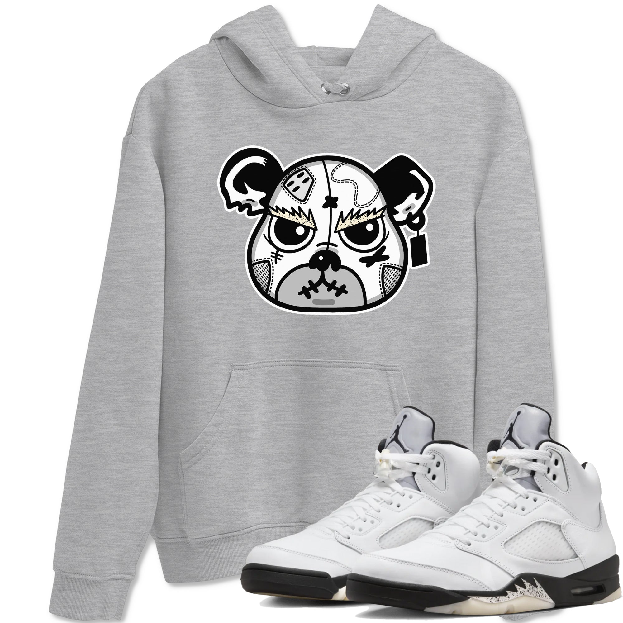 snkmatch Bear Face snkmatch Tees - Air Jordan 5 White Black