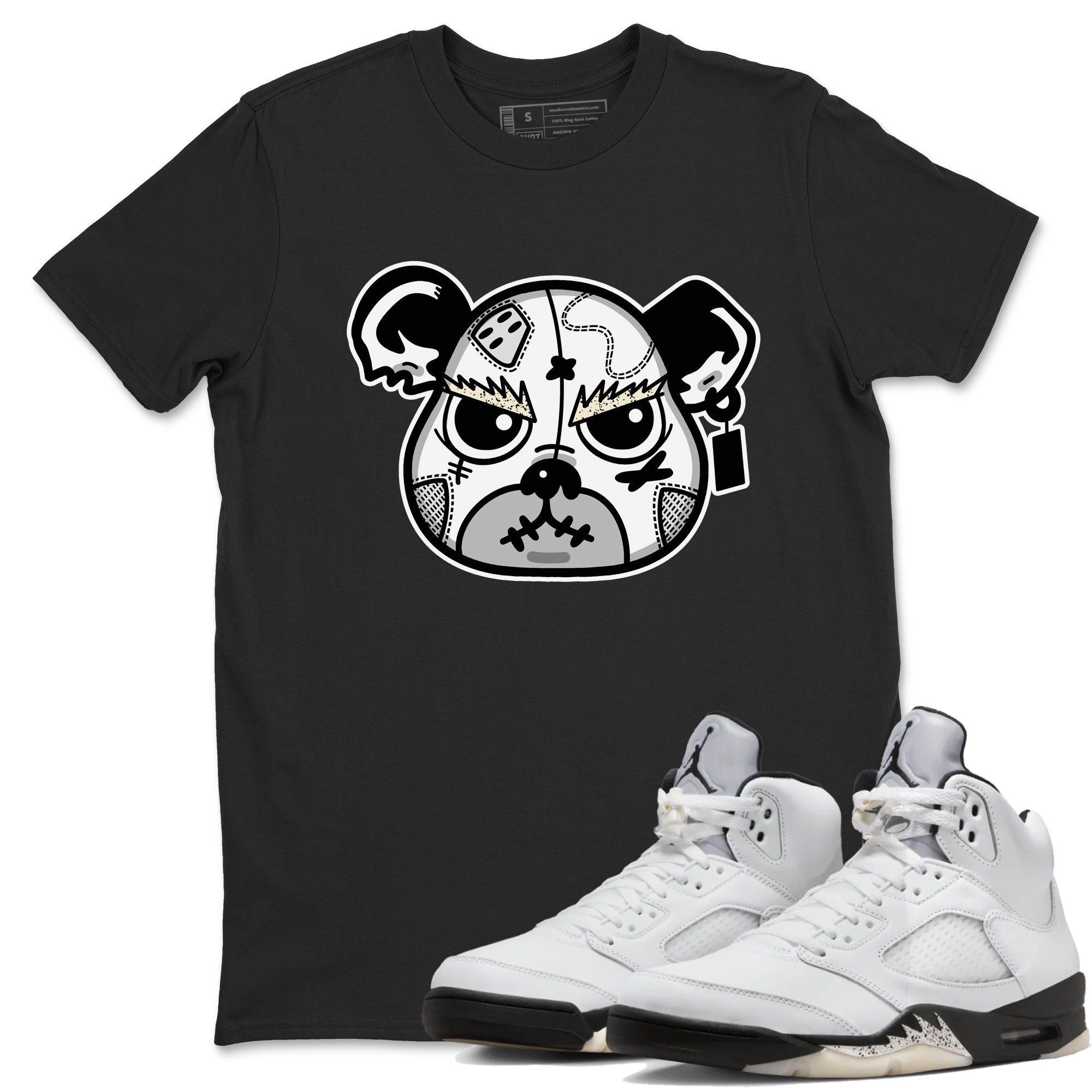 snkmatch Bear Face snkmatch Tees - Air Jordan 5 White Black