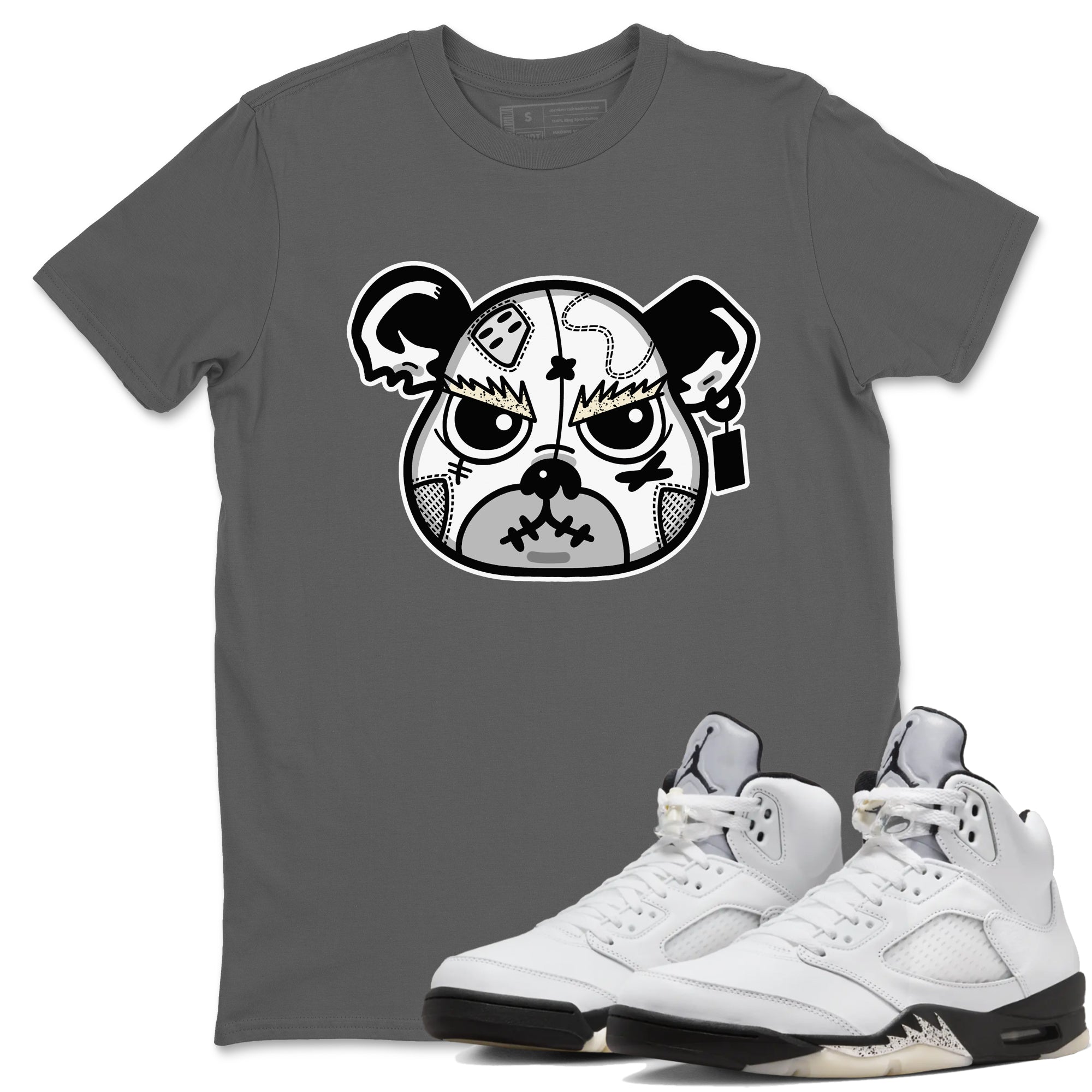 snkmatch Bear Face snkmatch Tees - Air Jordan 5 White Black