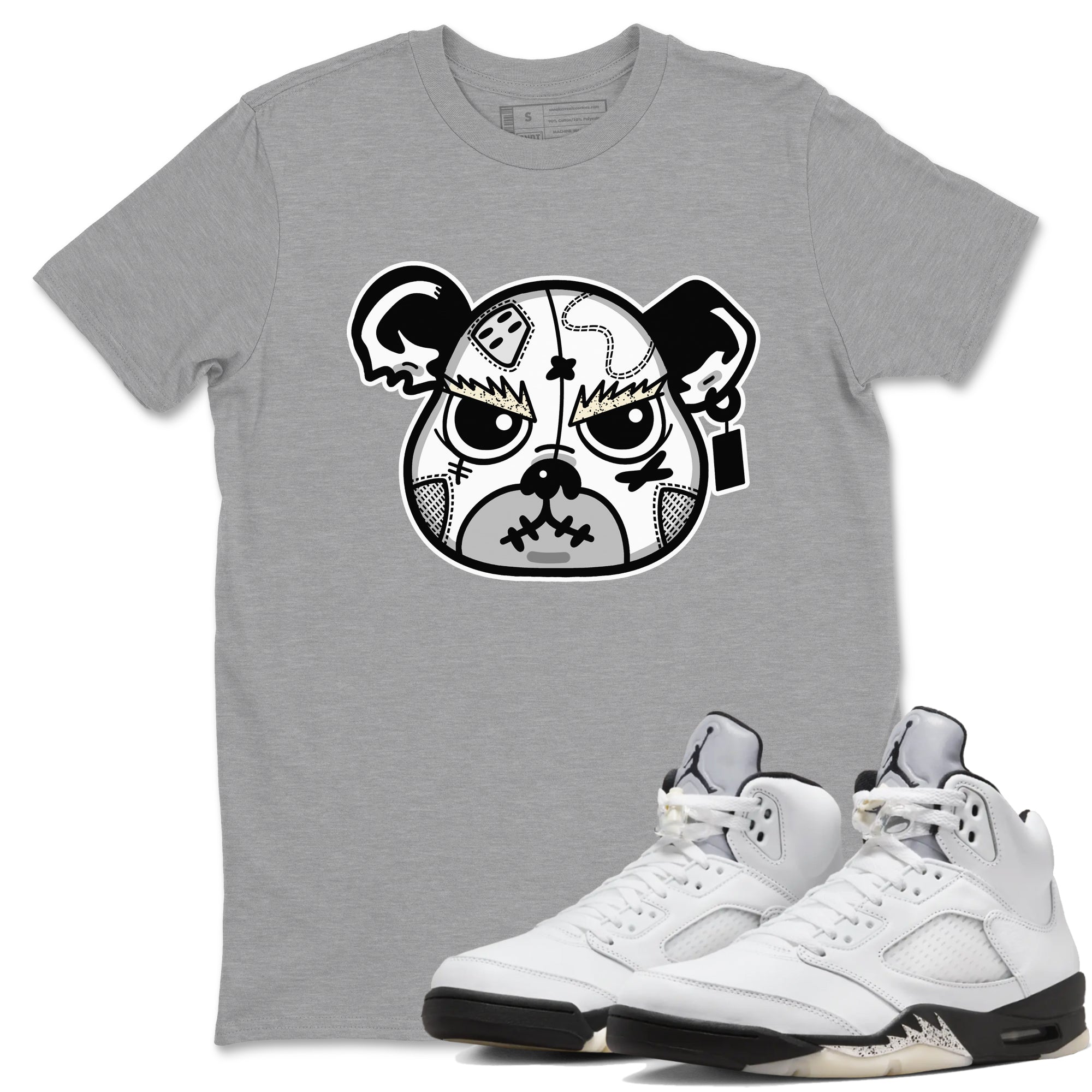 snkmatch Bear Face snkmatch Tees - Air Jordan 5 White Black