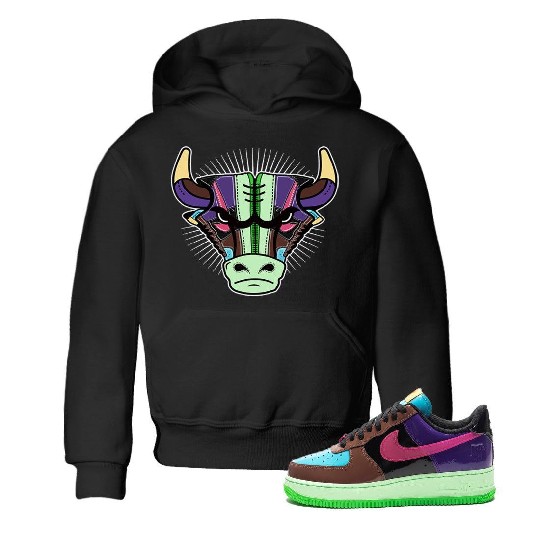 snkmatch Bull Head Kids Tops - Air Force 1 Undefeated Fauna Brown