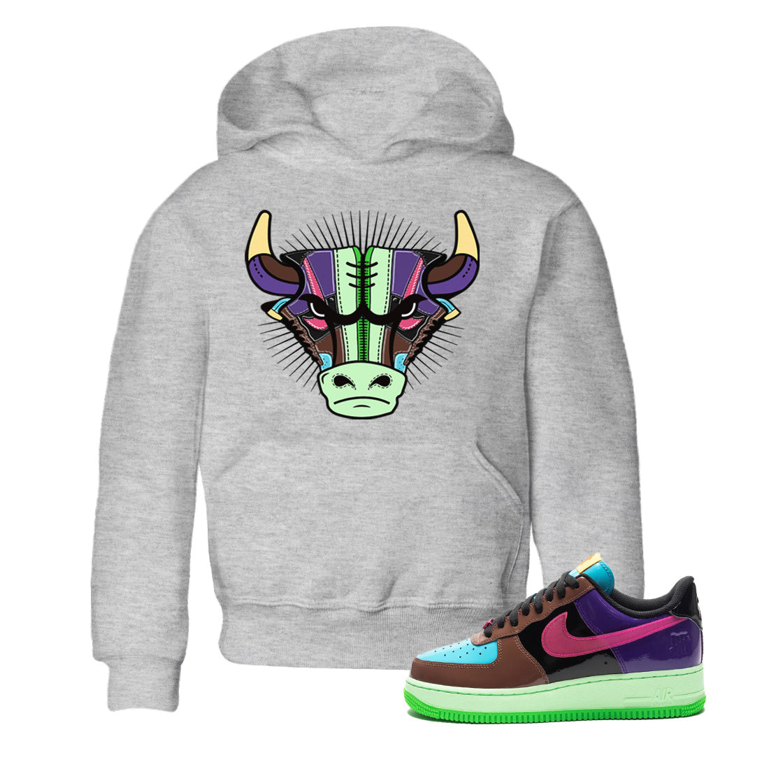 snkmatch Bull Head Kids Tops - Air Force 1 Undefeated Fauna Brown