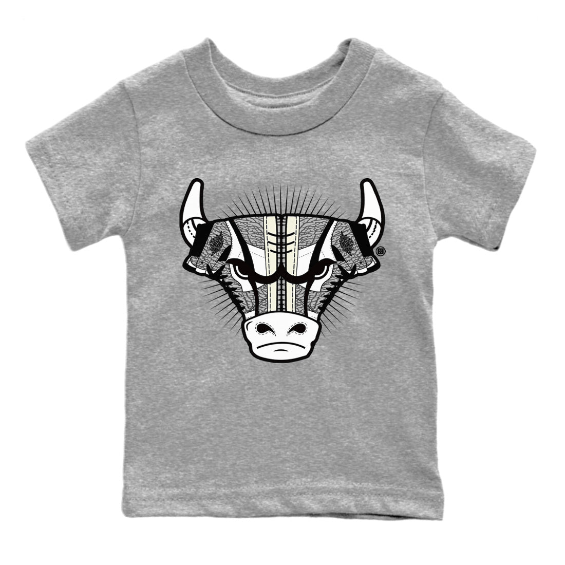 snkmatch Bull Head Kids Tops - Air Jordan 1 White Cement