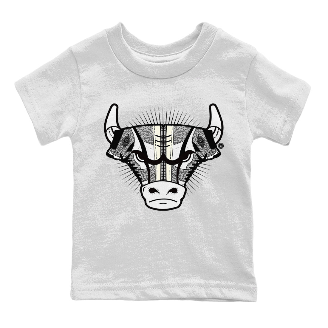 snkmatch Bull Head Kids Tops - Air Jordan 1 White Cement
