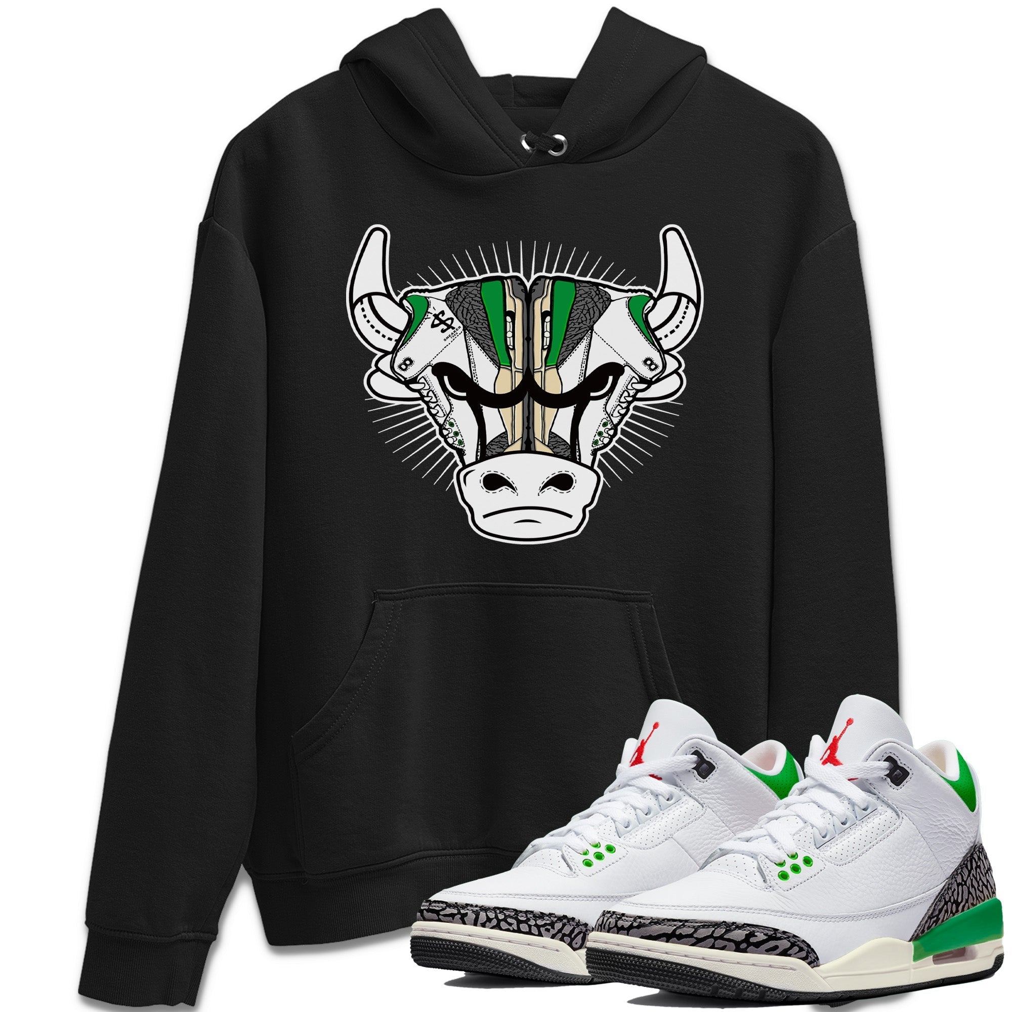 snkmatch Bull Head Unisex Tops - Air Jordan 3 Lucky Green