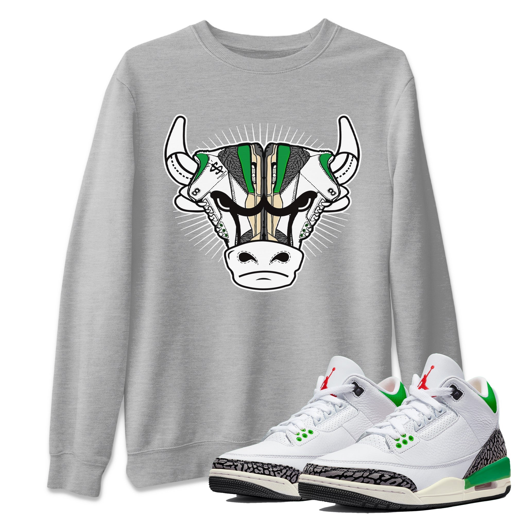 snkmatch Bull Head Unisex Tops - Air Jordan 3 Lucky Green