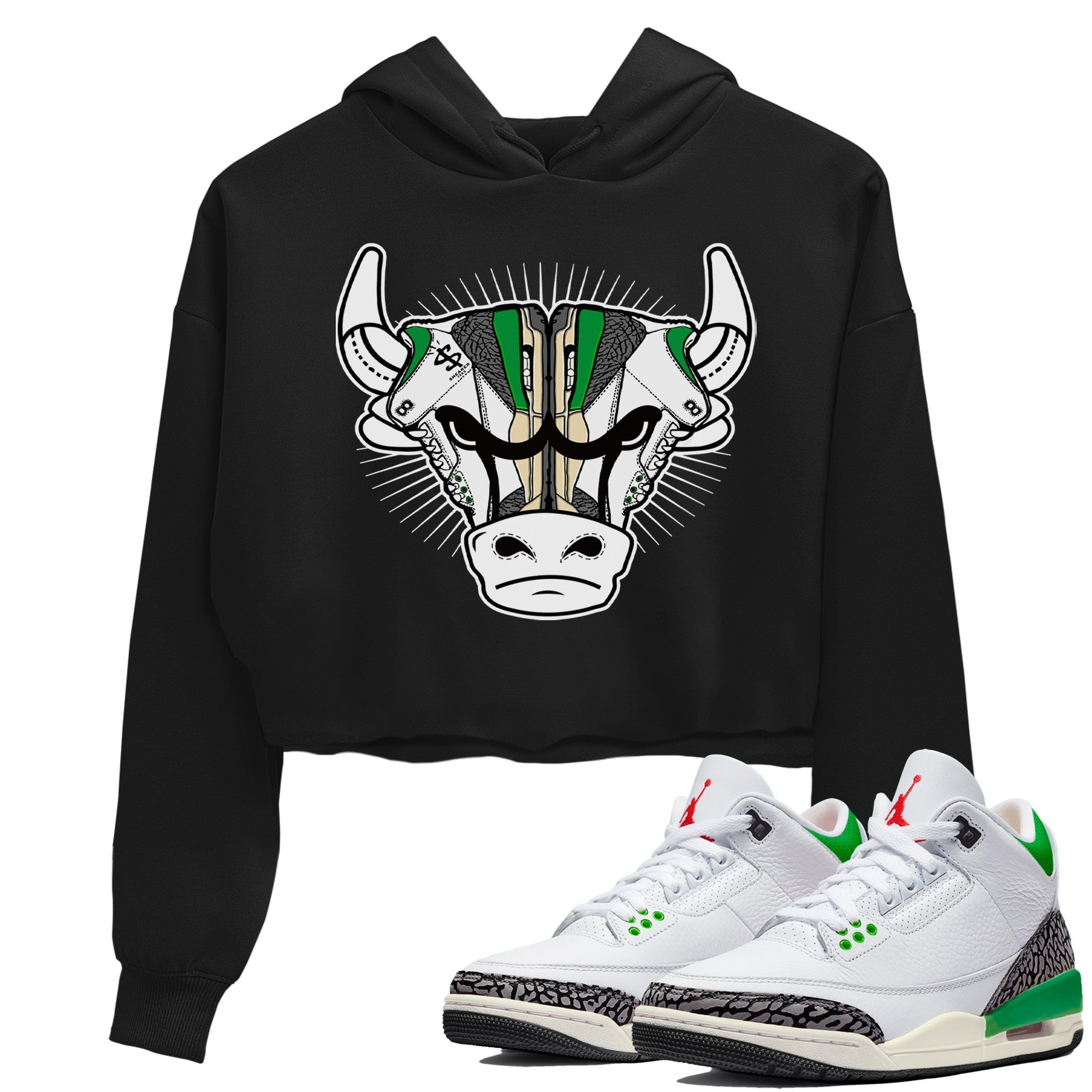 snkmatch Bull Head Women's Tops - Air Jordan 3 Lucky Green