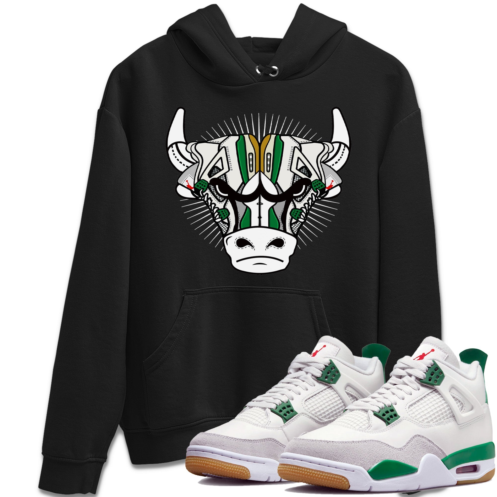 snkmatch Bull Head Unisex Tops - Air Jordan 4 Pine Green