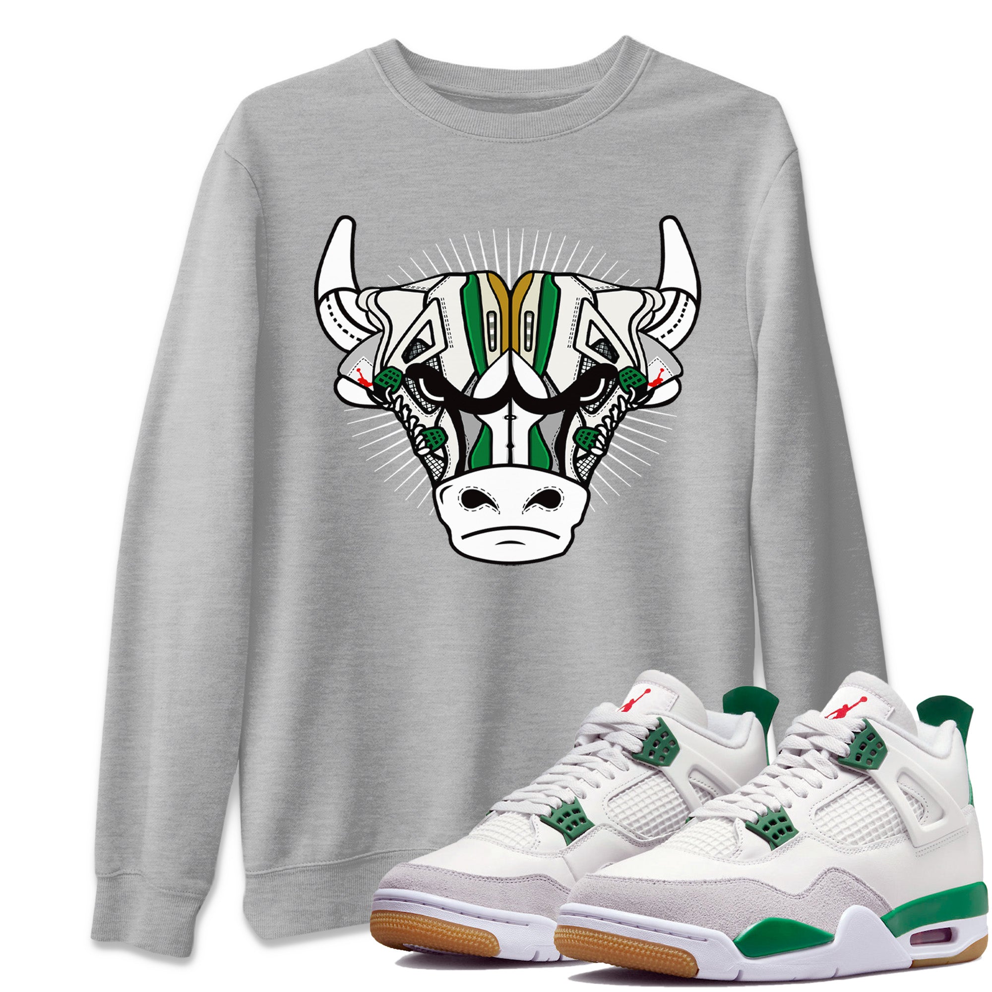 snkmatch Bull Head Unisex Tops - Air Jordan 4 Pine Green