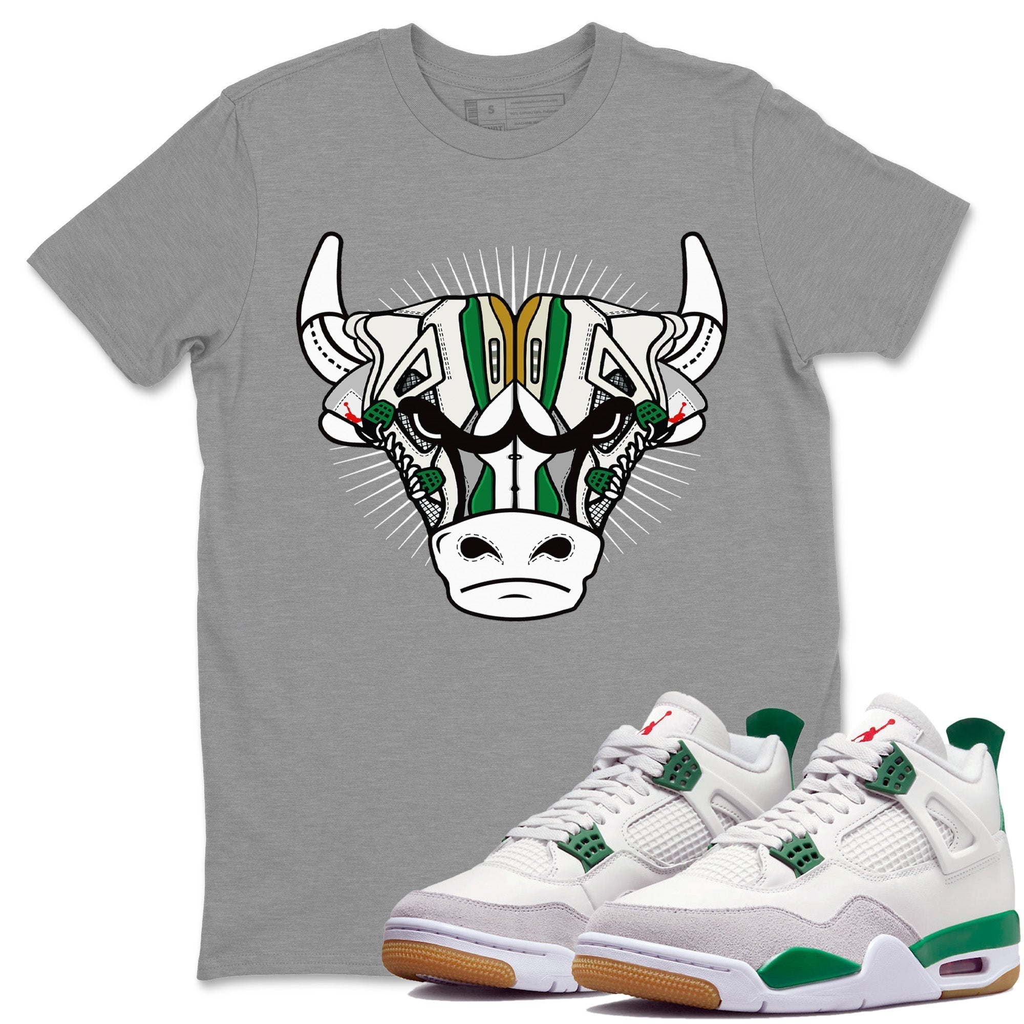 snkmatch Bull Head Unisex Tops - Air Jordan 4 Pine Green SB