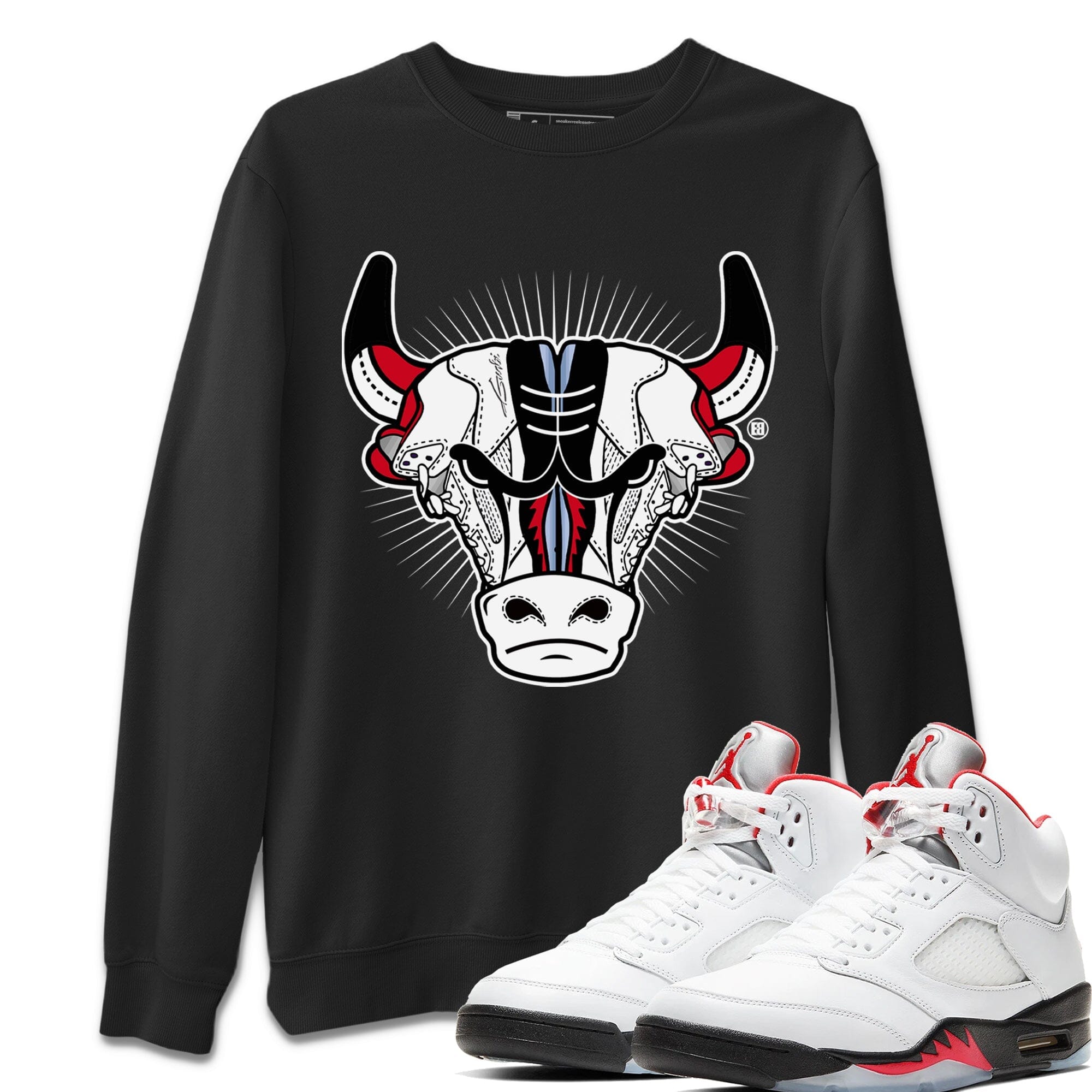 snkmatch Bull Head Unisex Tops - Air Jordan 5 Fire Red