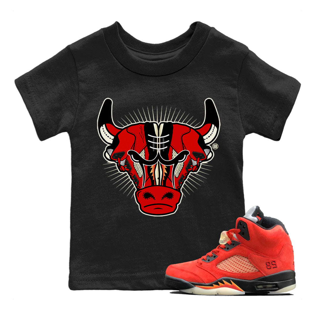 snkmatch Bull Head Kids Tops - Air Jordan 5 Mars For Her