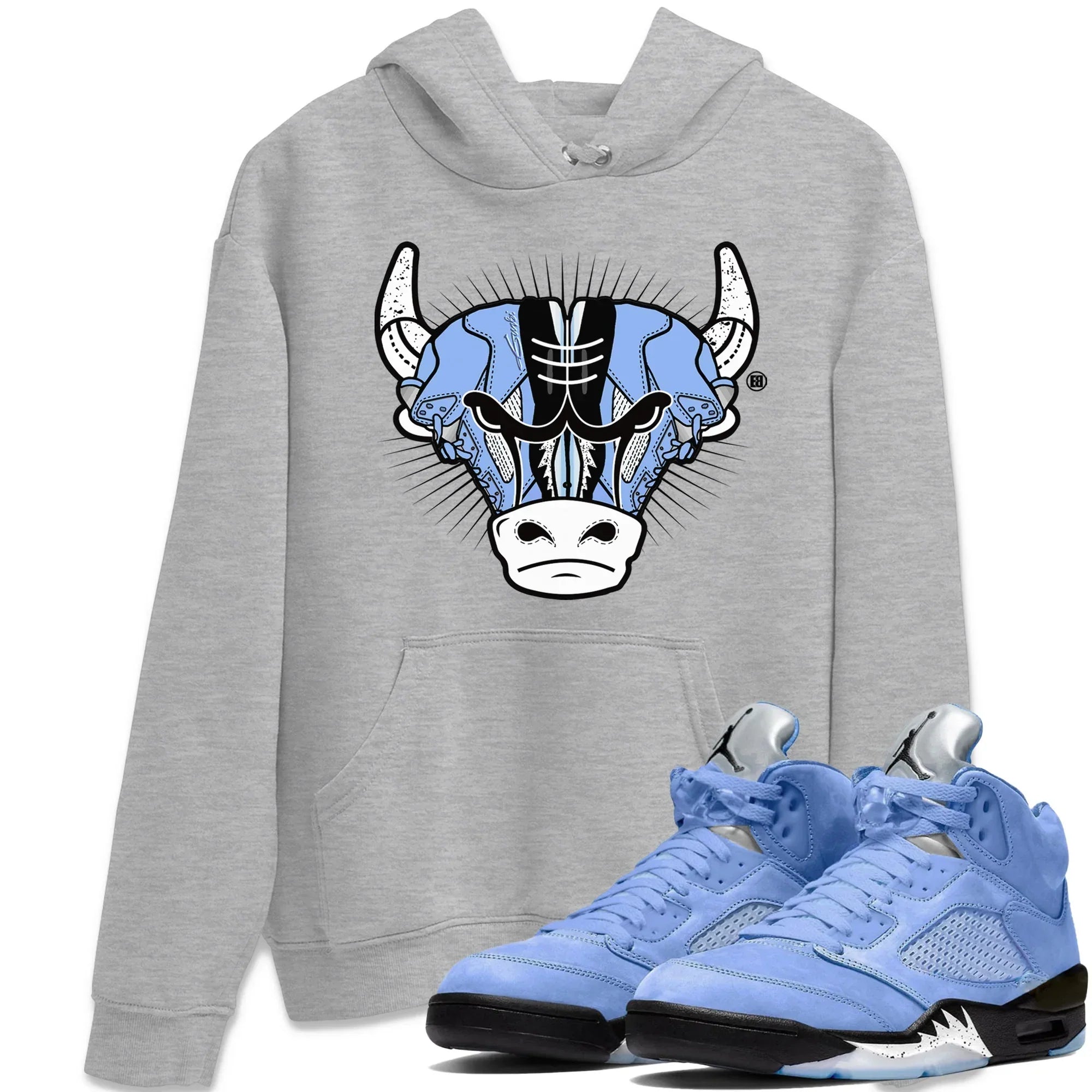 snkmatch Bull Head Unisex Tops - Air Jordan 5 UNC