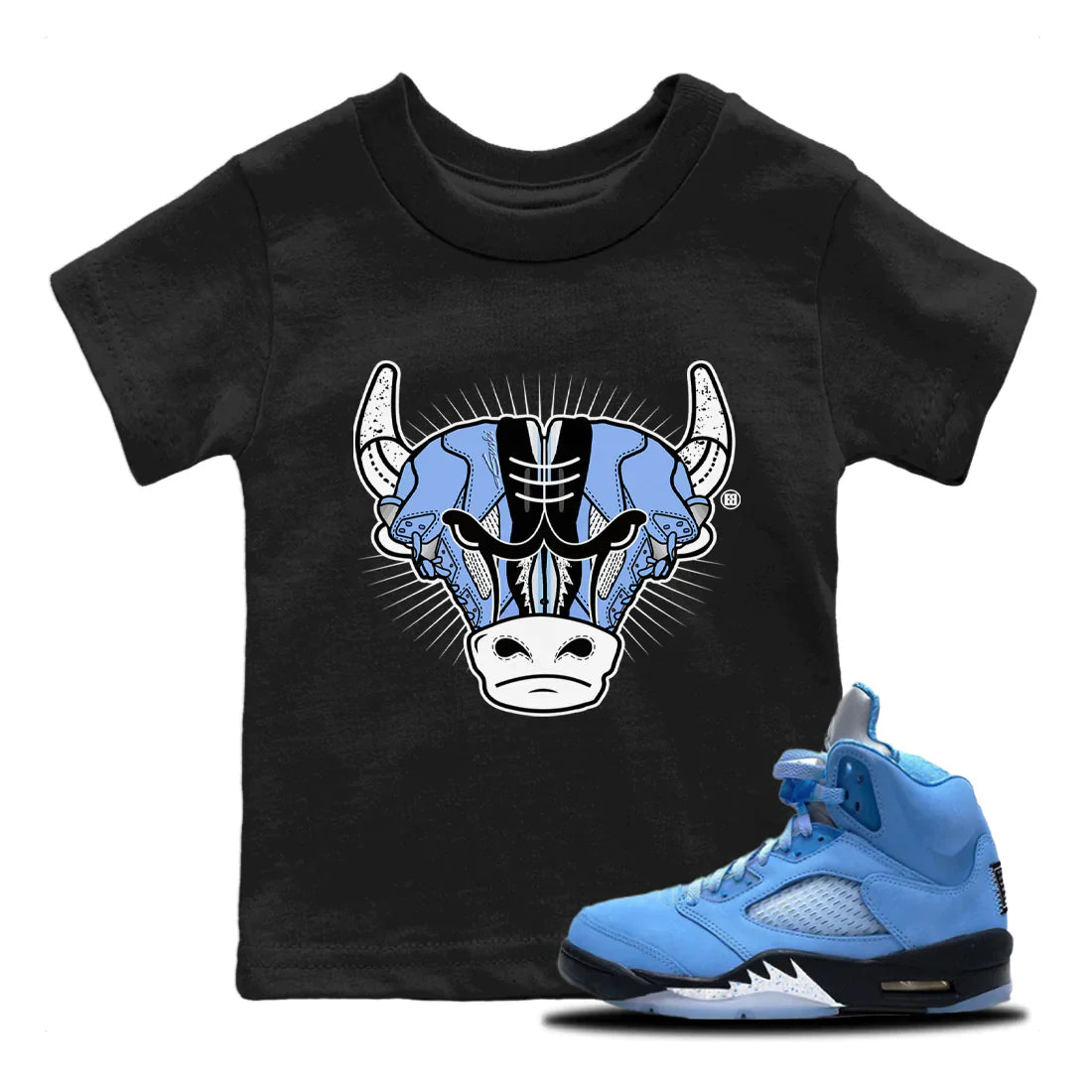 snkmatch Bull Head Kids Tops - Air Jordan 5 UNC