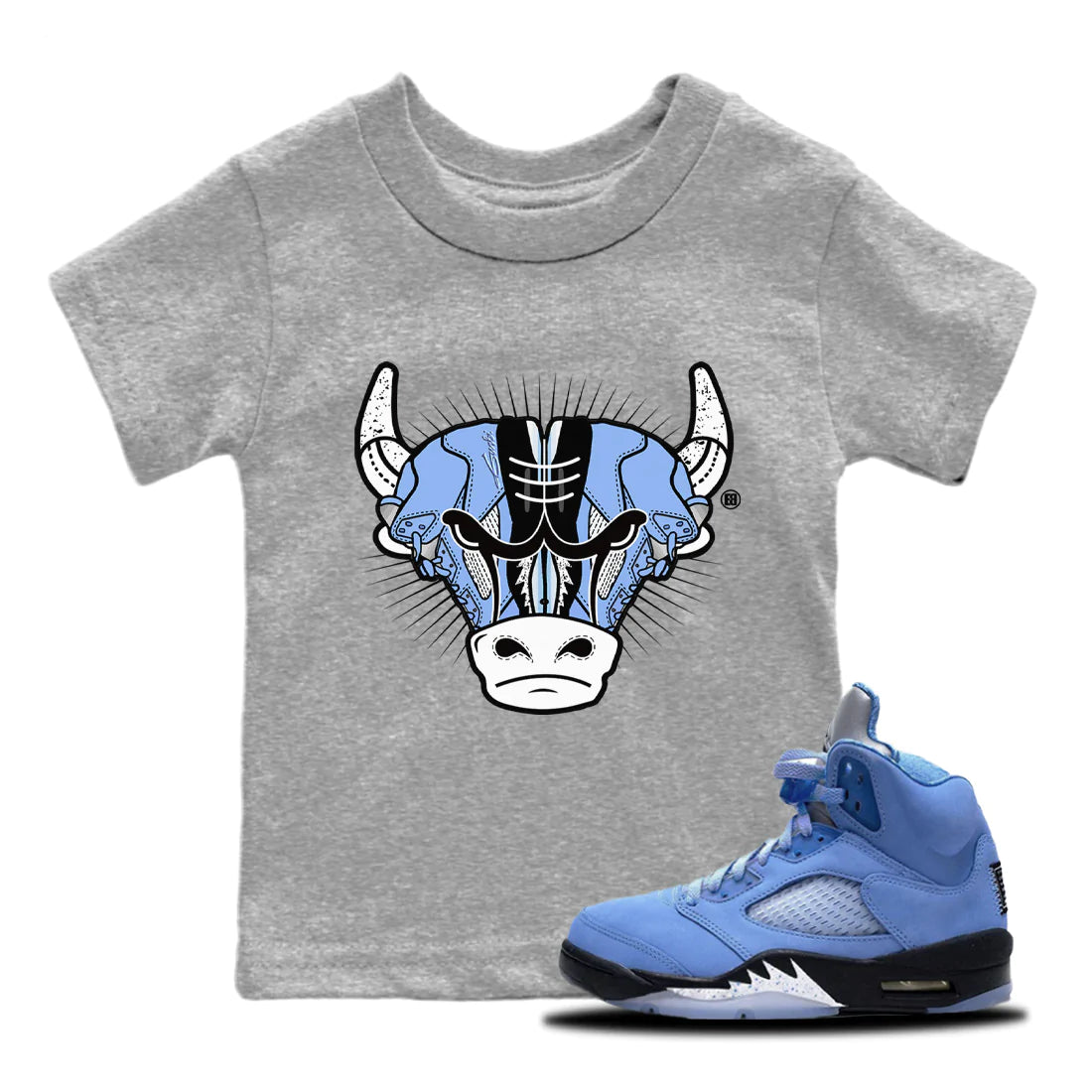 snkmatch Bull Head Kids Tops - Air Jordan 5 UNC