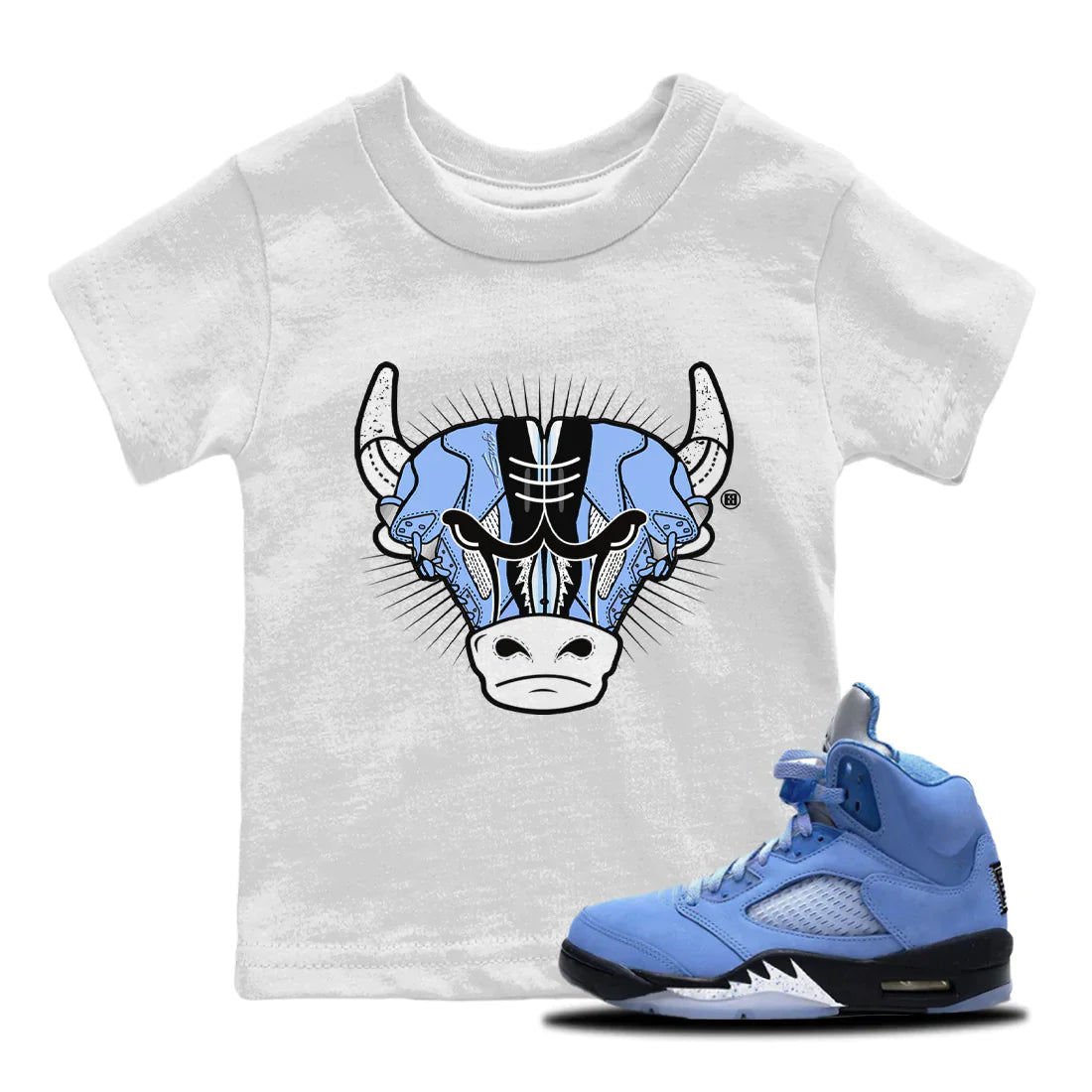 snkmatch Bull Head Kids Tops - Air Jordan 5 UNC